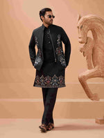 Premium Black Color Special Koti Kurta Set for Mens Wear