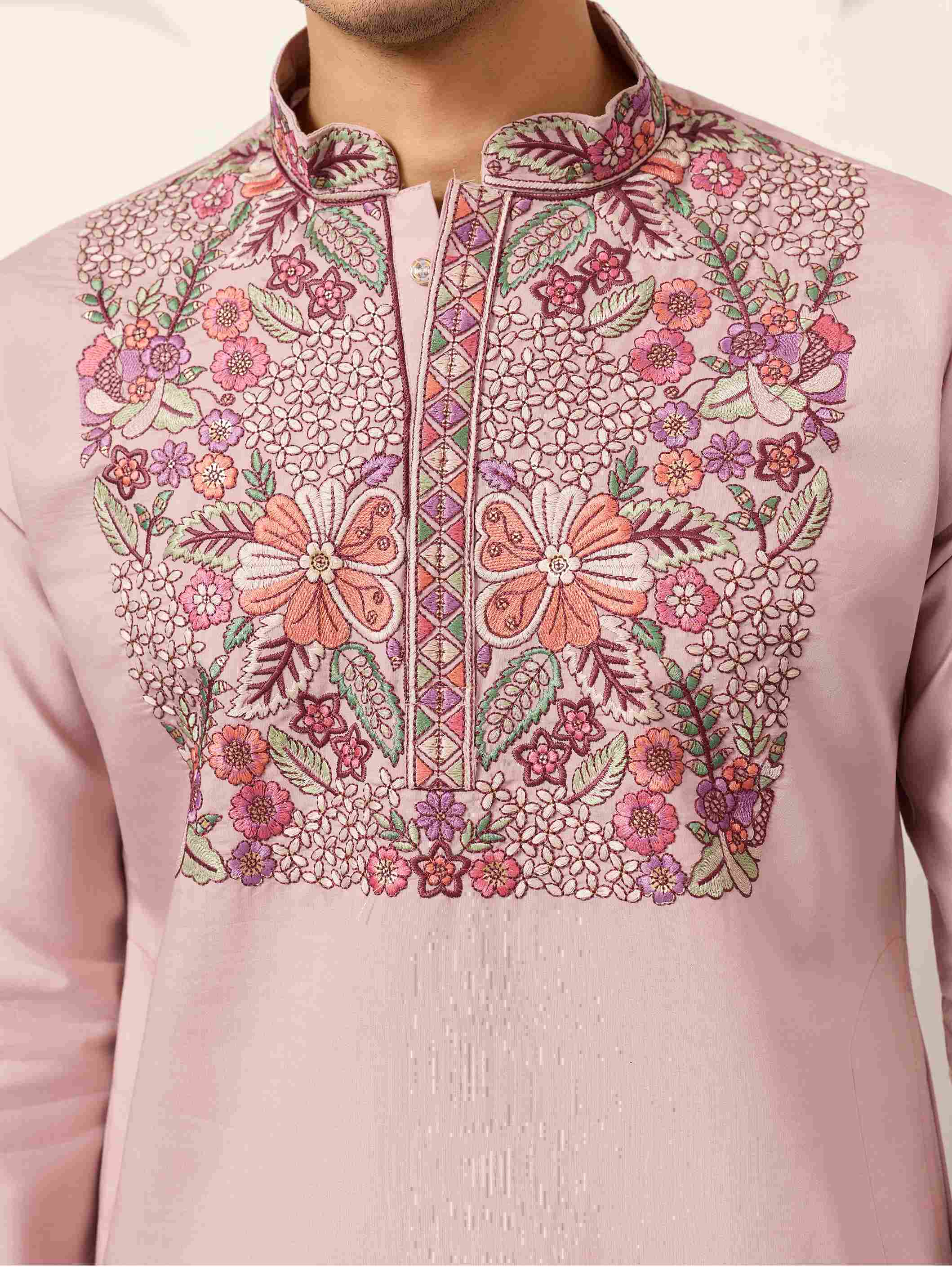 Stylish Dusty Pink Kurta Pant Set for Festive Occasions
