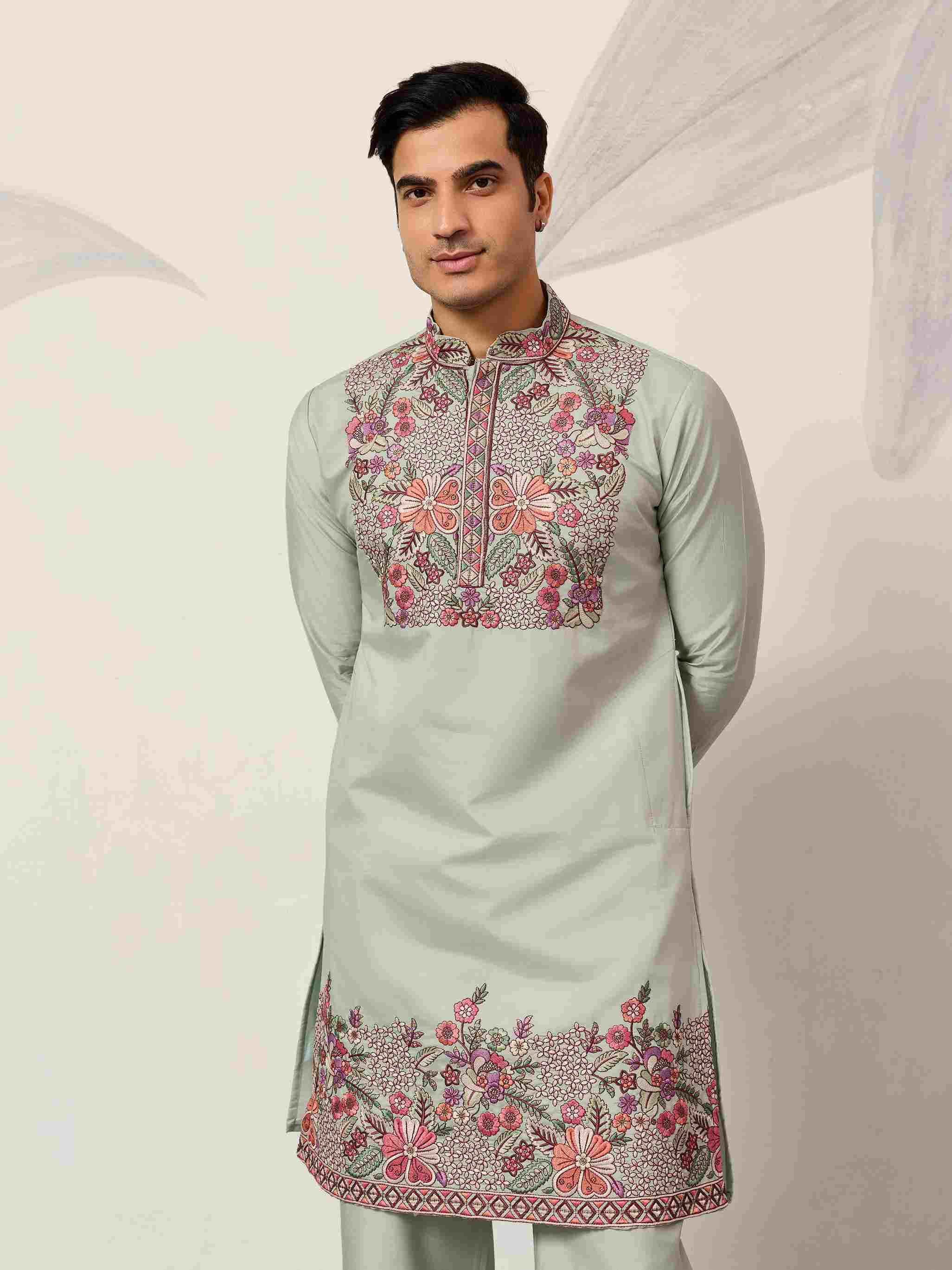 Pista Green Kurta Pant Set for Wedding & Festive Wear