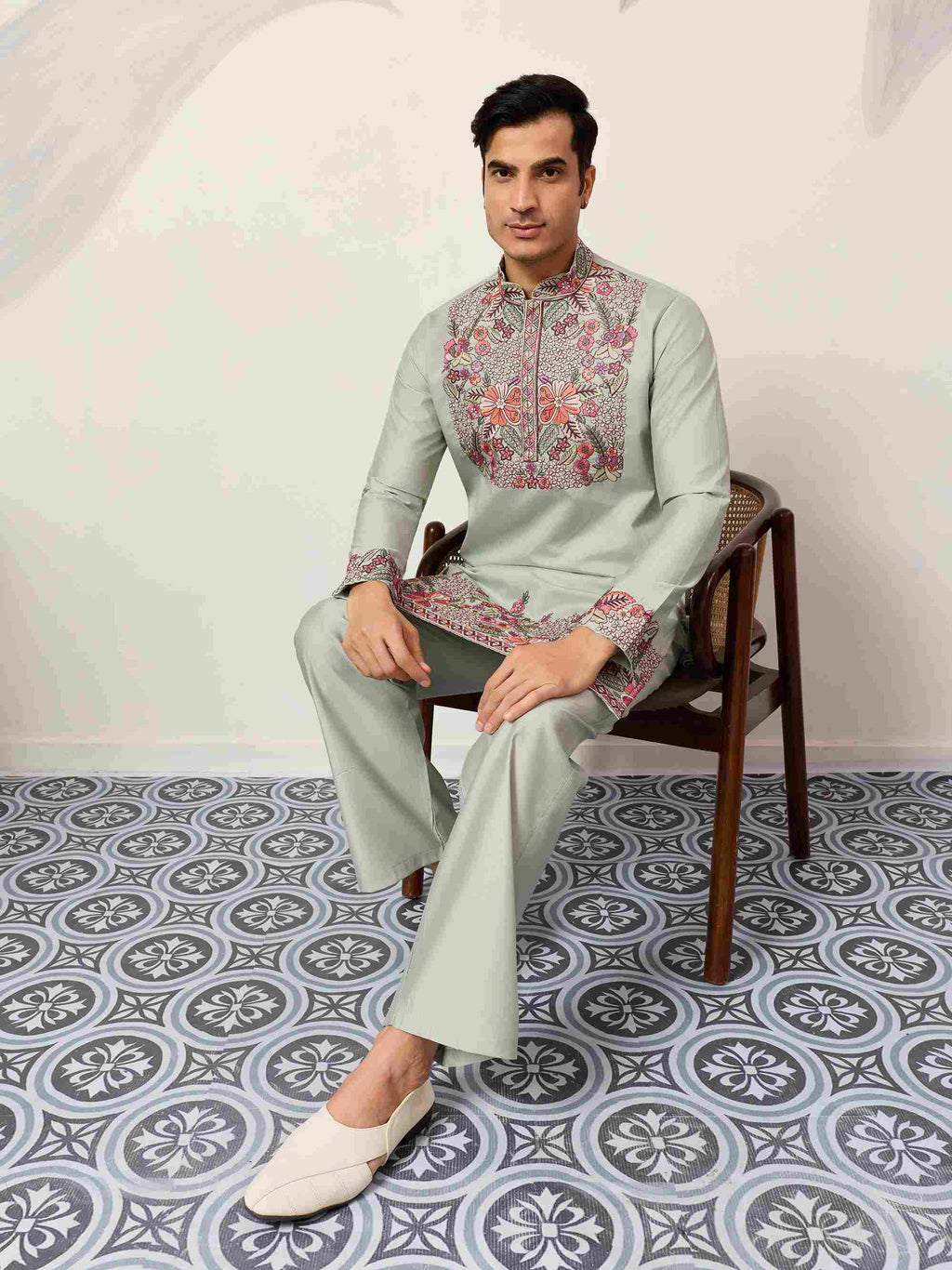 Pista Green Kurta Pant Set for Wedding & Festive Wear