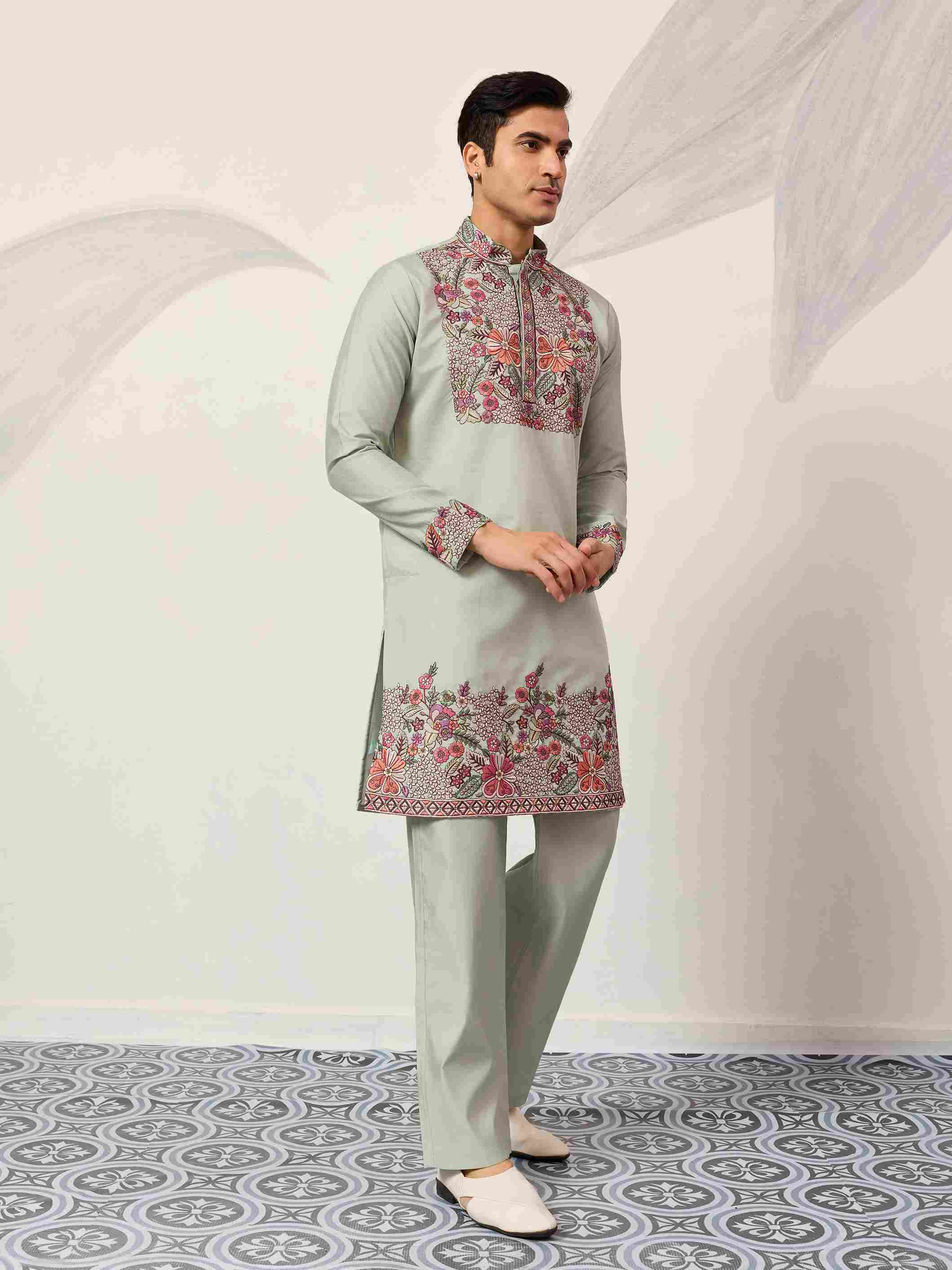 Pista Green Kurta Pant Set for Wedding & Festive Wear