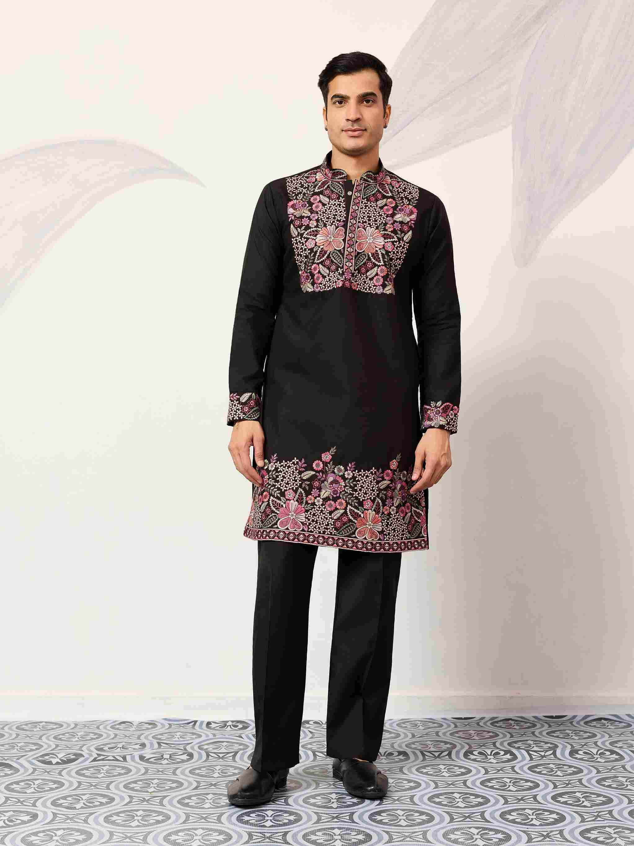 Festive Wear Premium Black Kurta Pant Set for Mens