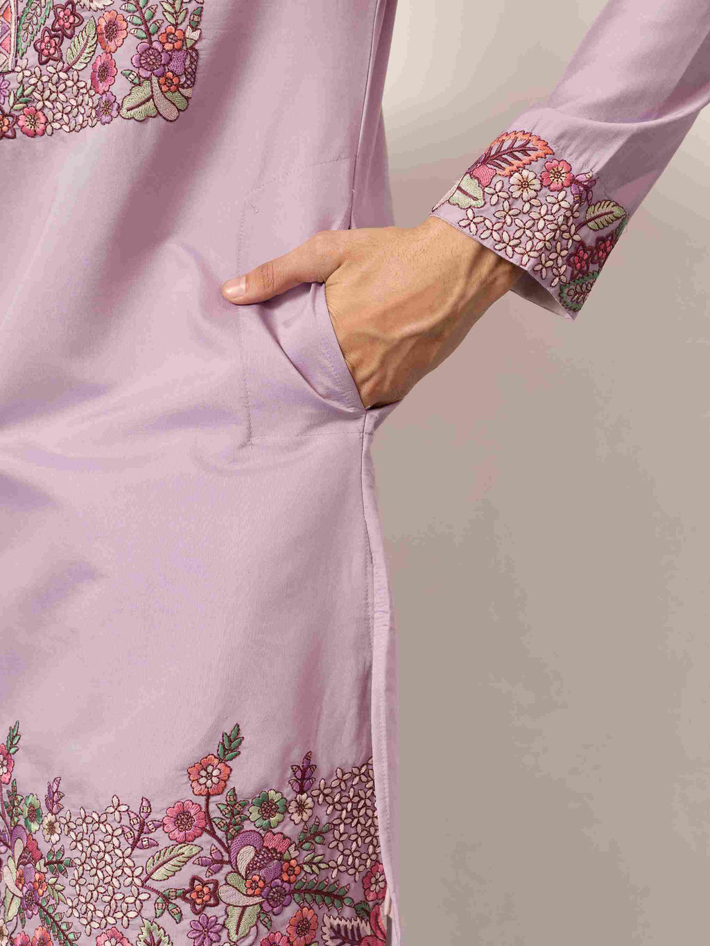 Lavender Kurta Pant Set for Traditional Mens Fashion