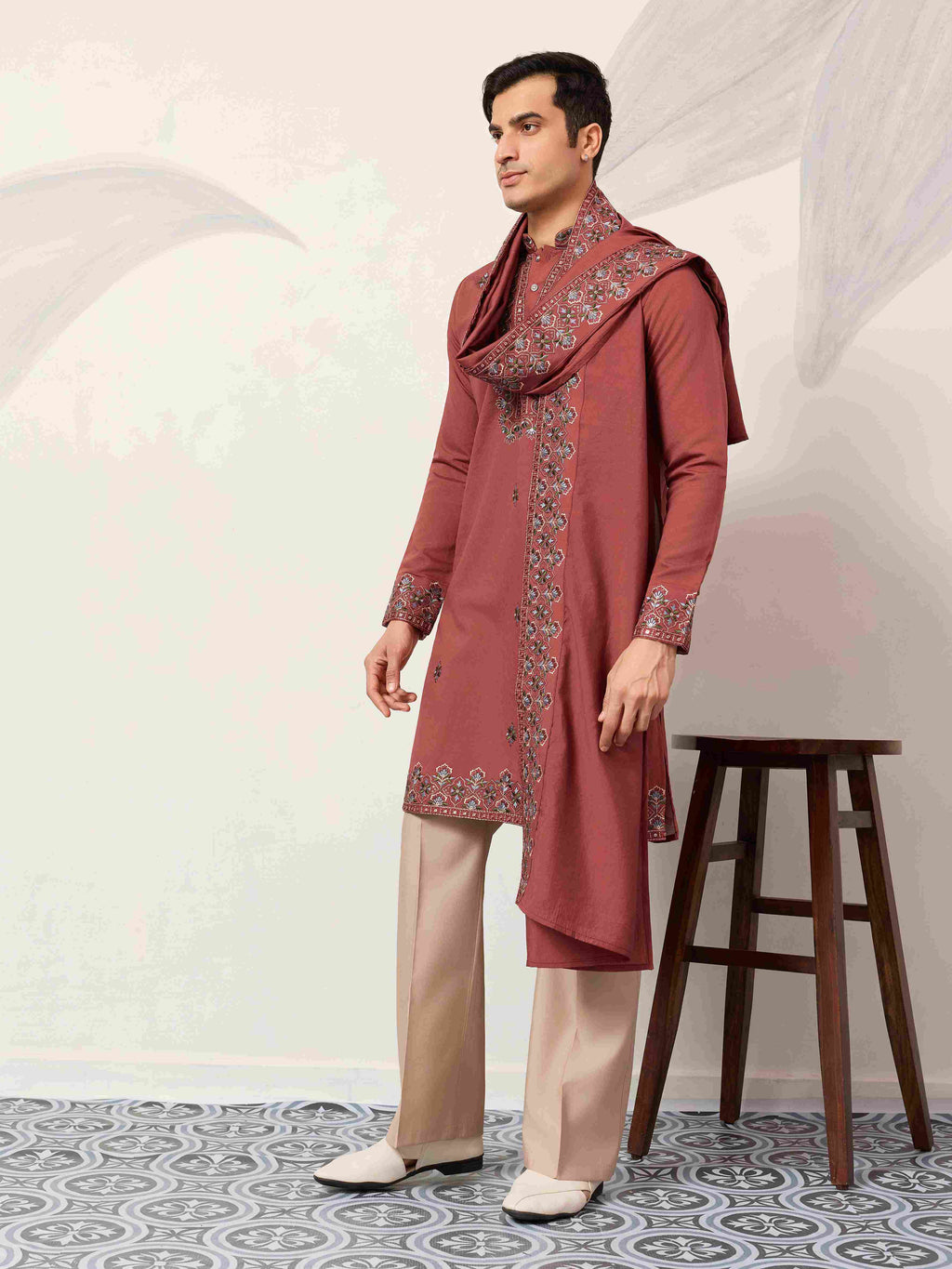 Luxury Royal Look Orange Kurta with Dupatta for Mens Collection