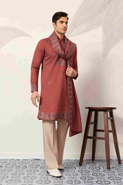 Luxury Royal Look Orange Kurta with Dupatta for Mens Collection