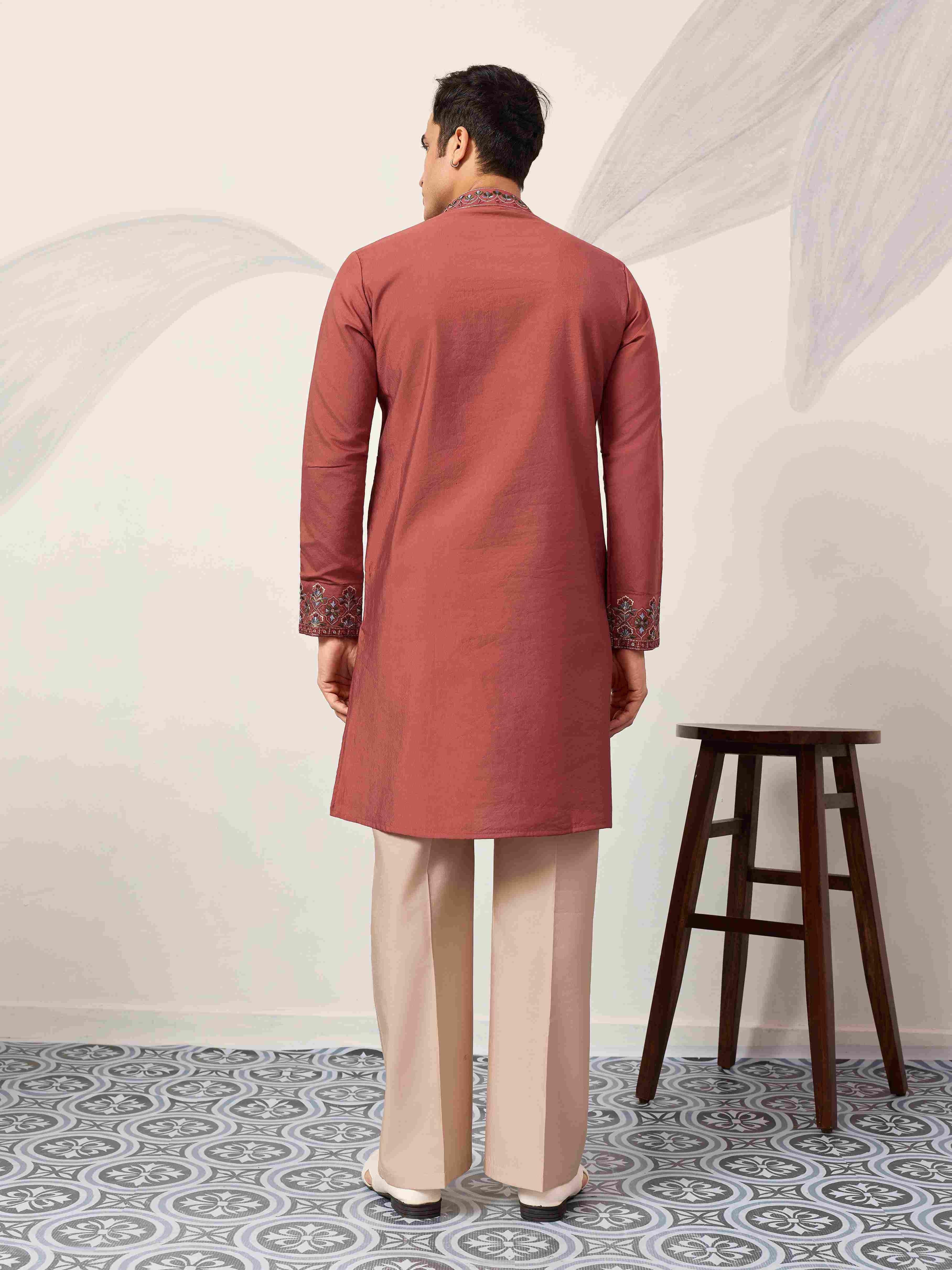 Luxury Royal Look Orange Kurta with Dupatta for Mens Collection