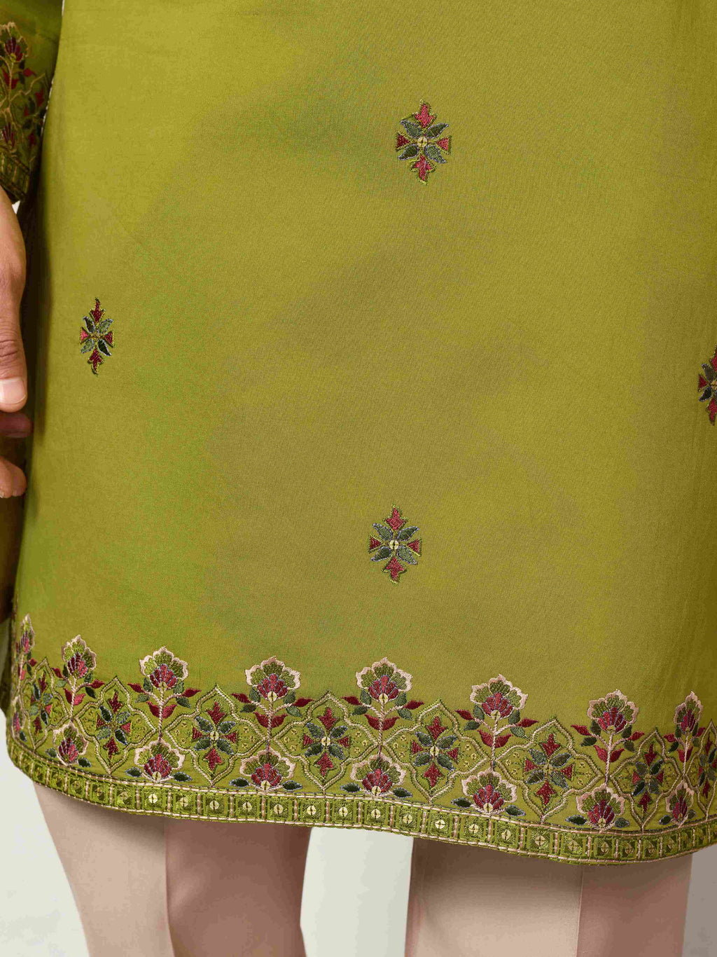 Classic Wedding Fluorescent Green Mens Wear Kurta with Dupatta