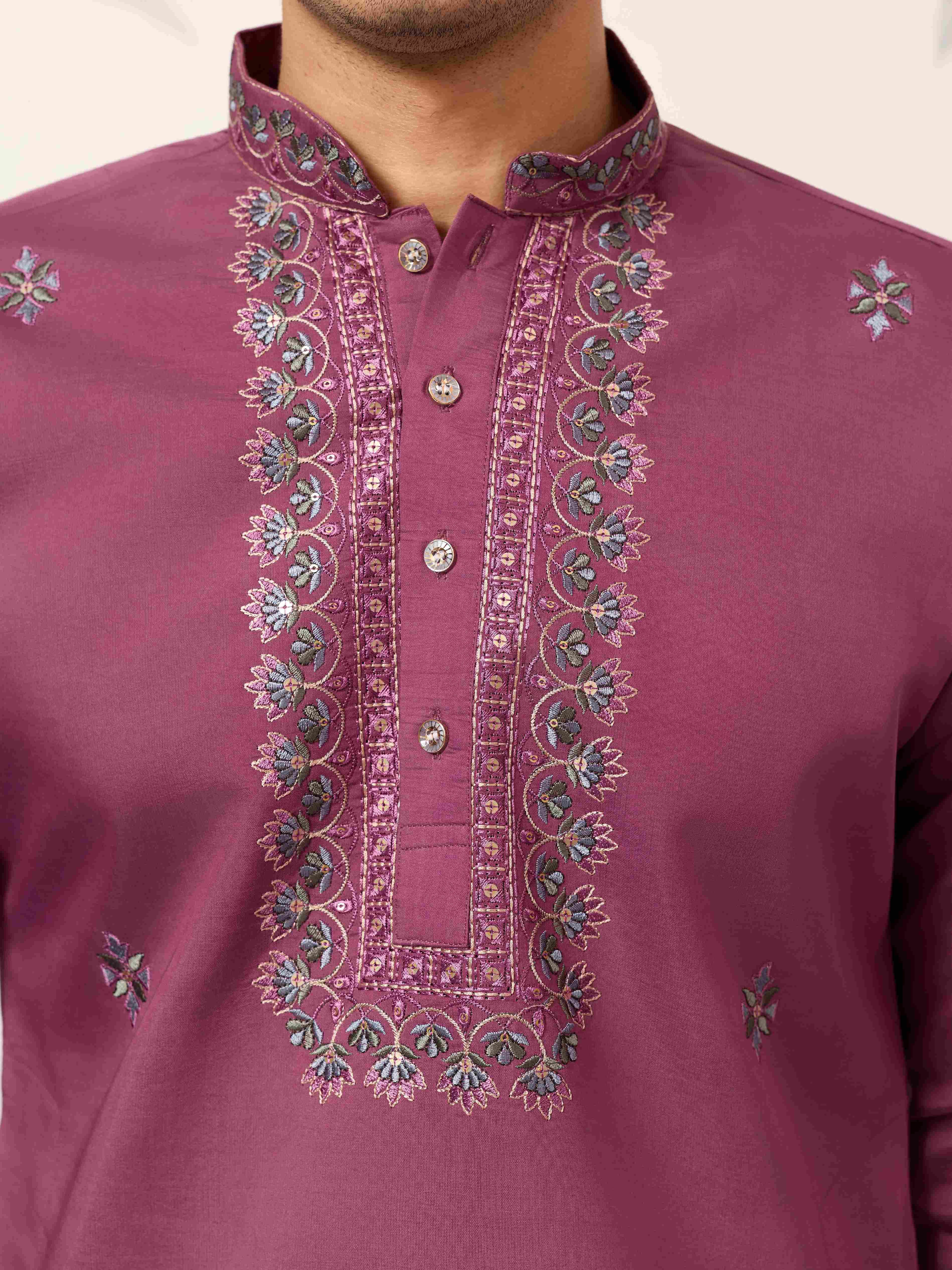 Trendy Pink Color Kurta with Dupatta for Mens Wear