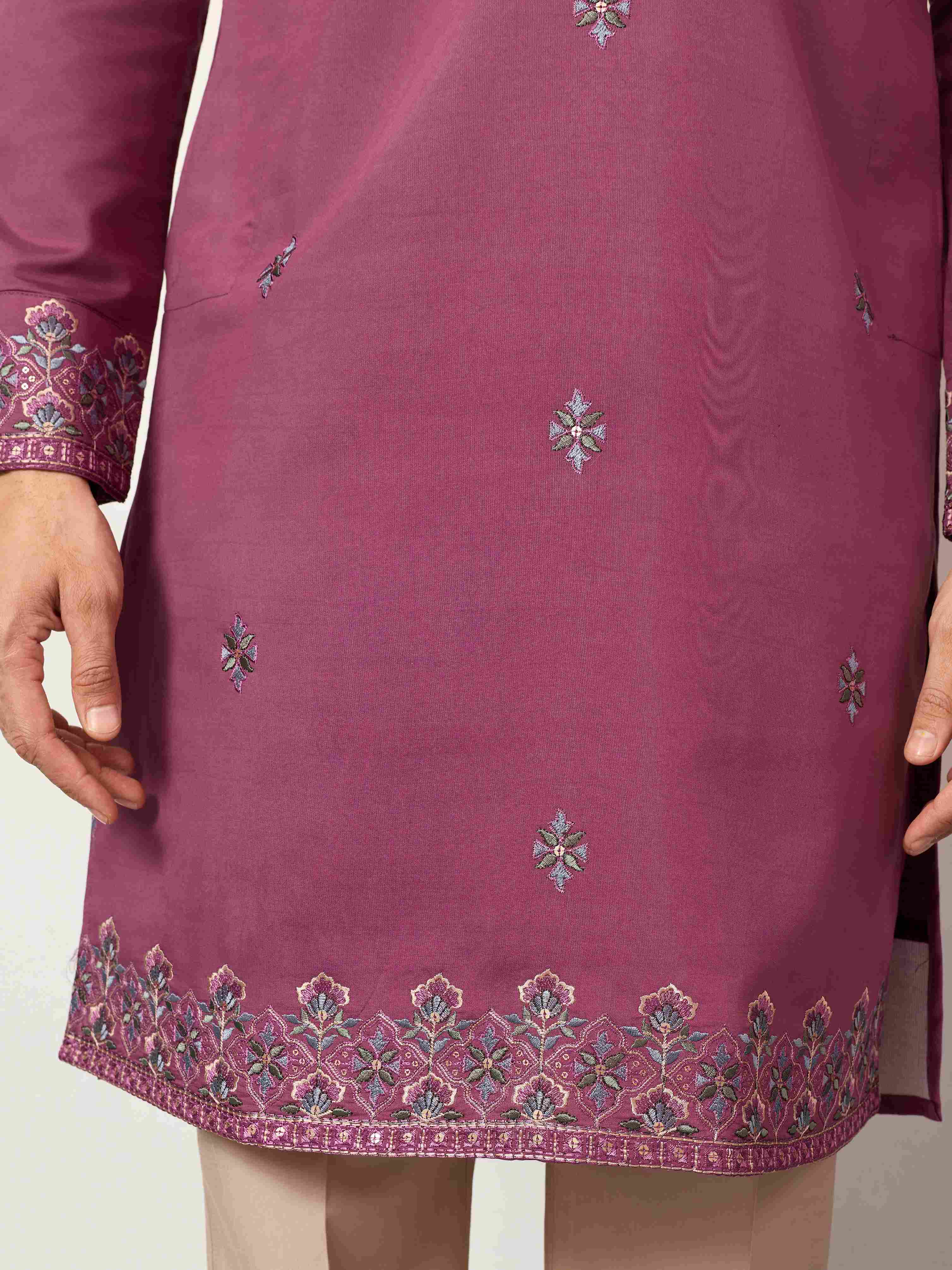 Trendy Pink Color Kurta with Dupatta for Mens Wear