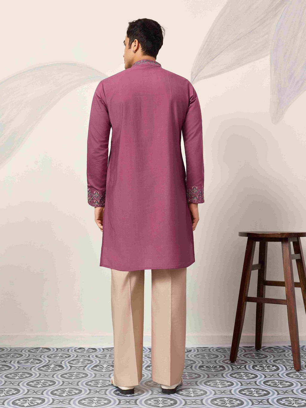 Trendy Pink Color Kurta with Dupatta for Mens Wear