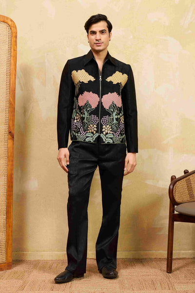 Black jaket Velvet Wedding Bomber Suit for Mens Wear