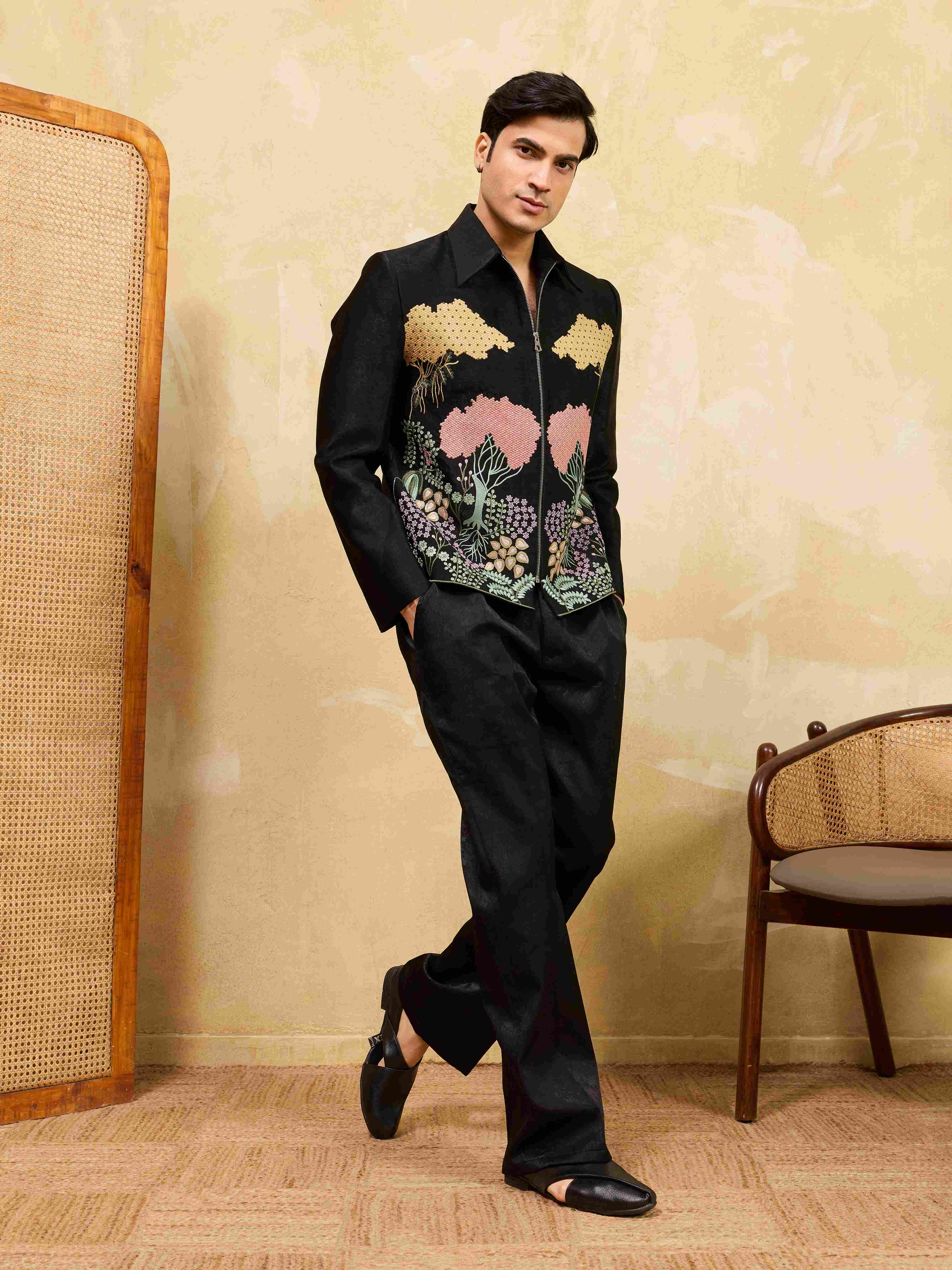 Black jaket Velvet Wedding Bomber Suit for Mens Wear