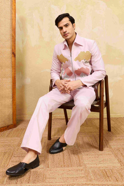 Mens Wear Special Pink Velvet Bomber Jacket Set