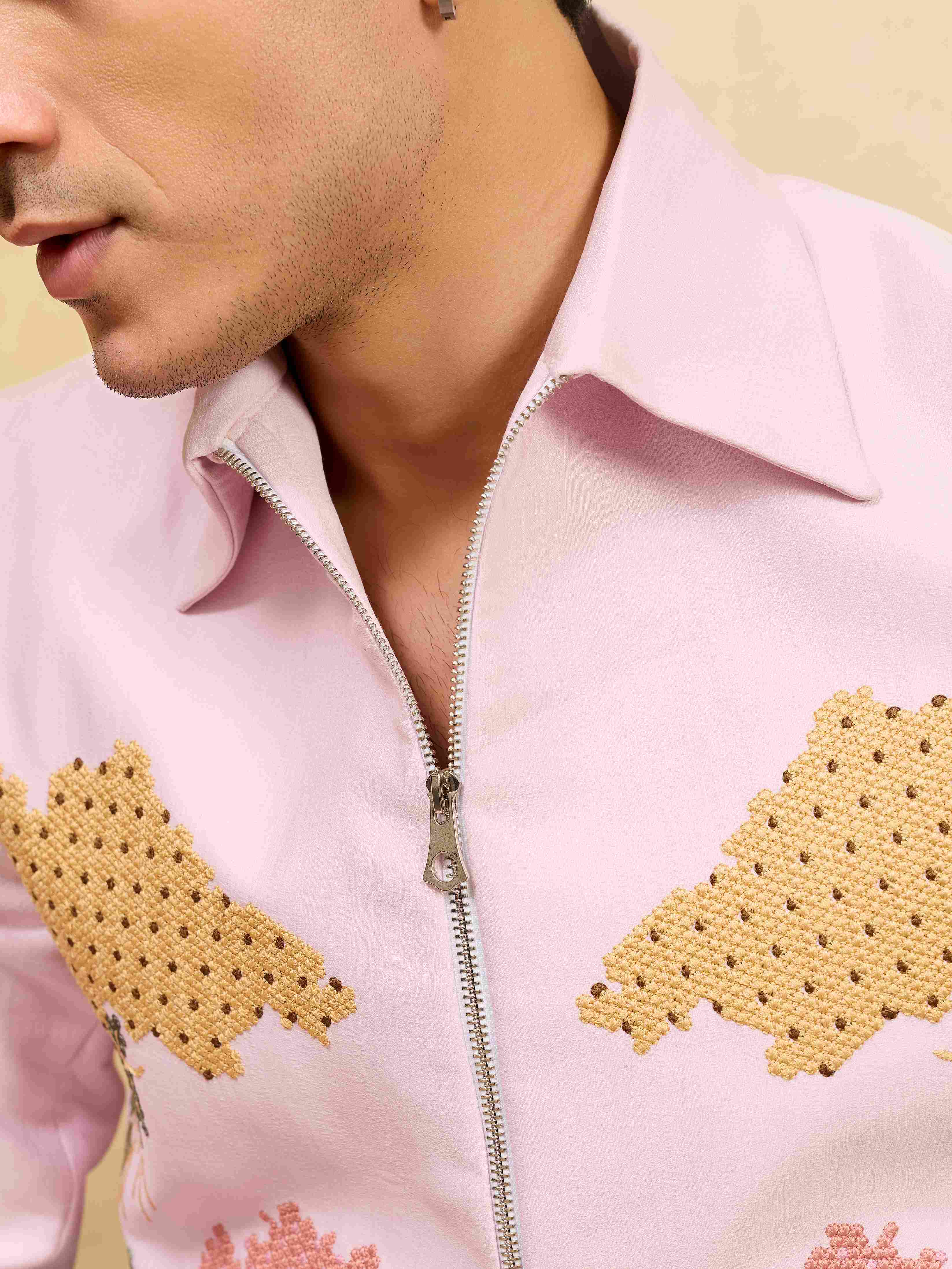 Mens Wear Special Pink Velvet Bomber Jacket Set