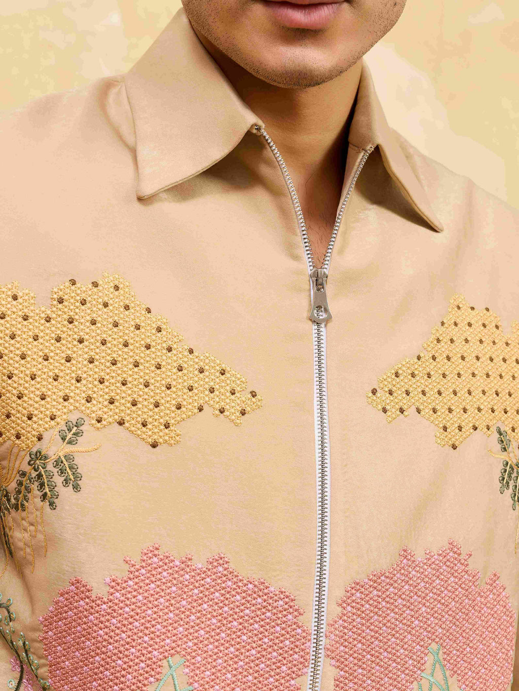 Premium Beige Bomber Jacket Set Special Mens Wear
