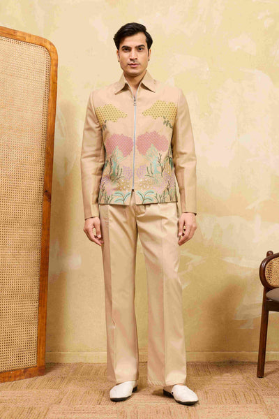 Premium Beige Bomber Jacket Set Special Mens Wear