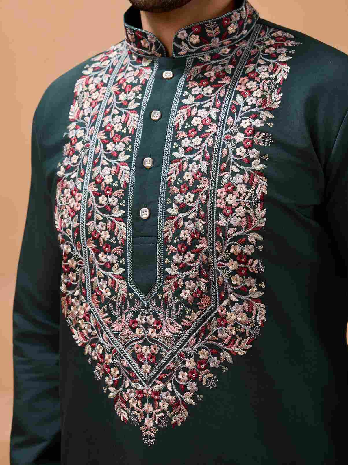 Perfect Green Festival Special Kurta with Dupatta for Mens