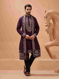 Ethnic Look Purple Kurta with Dupatta Mens Wear Special