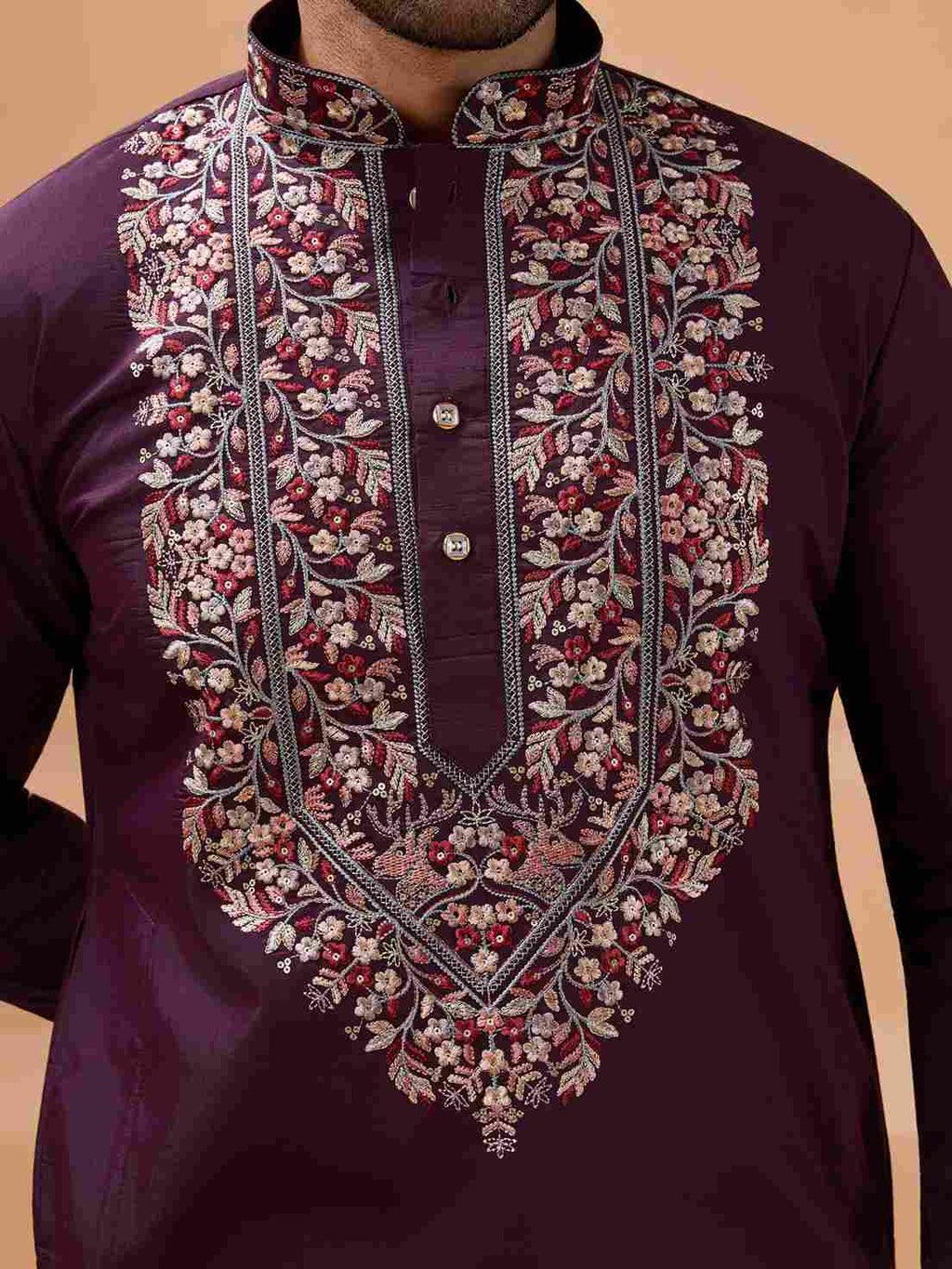 Ethnic Look Purple Kurta with Dupatta Mens Wear Special
