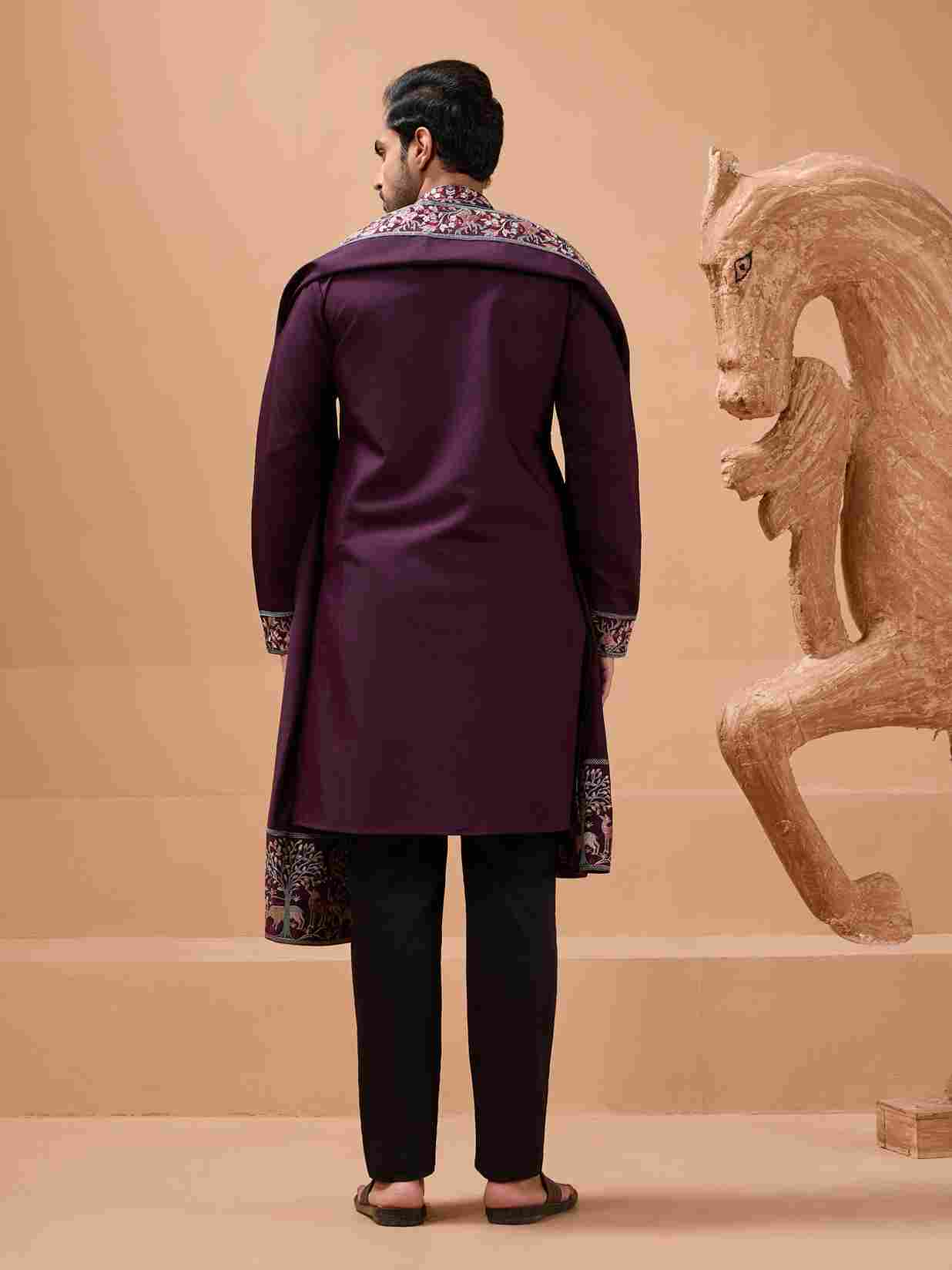 Ethnic Look Purple Kurta with Dupatta Mens Wear Special