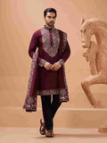 Latest Signature Maroon Kurta and Dupatta for Mens Wear