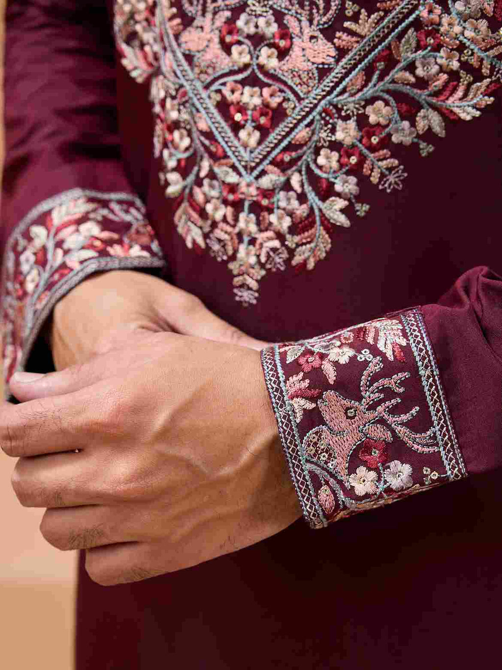 Latest Signature Maroon Kurta and Dupatta for Mens Wear