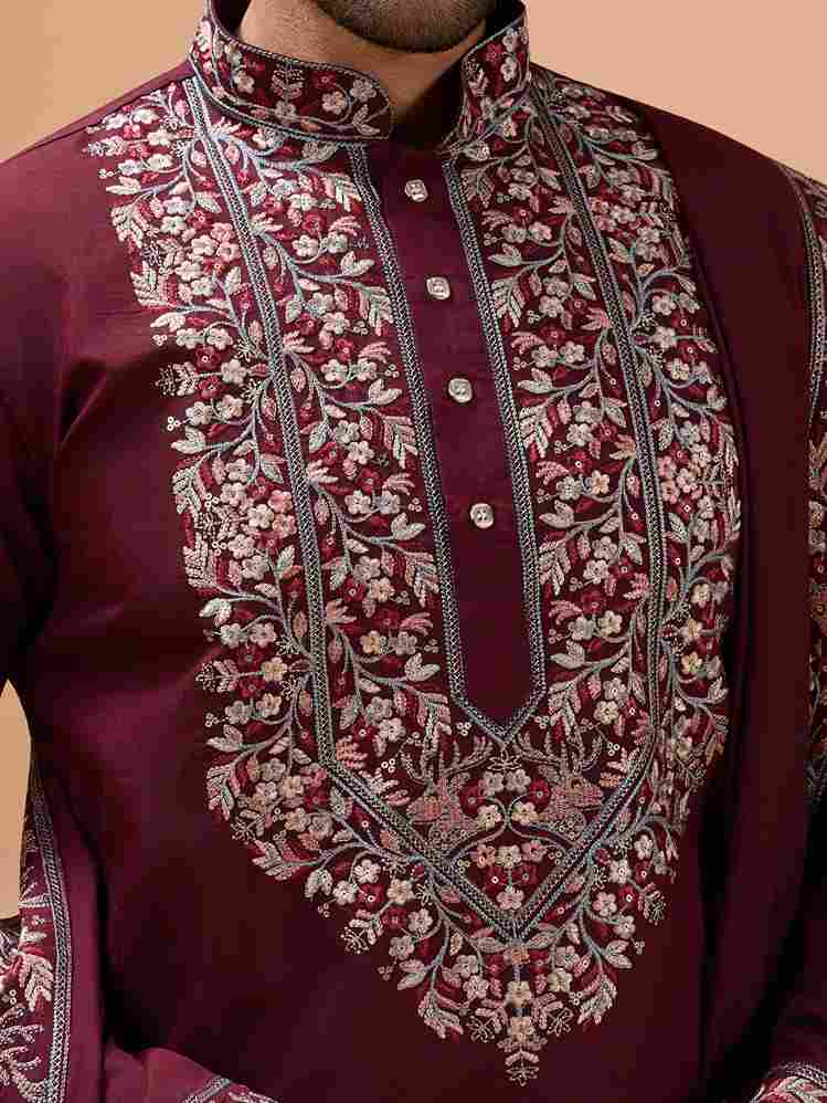 Latest Signature Maroon Kurta and Dupatta for Mens Wear