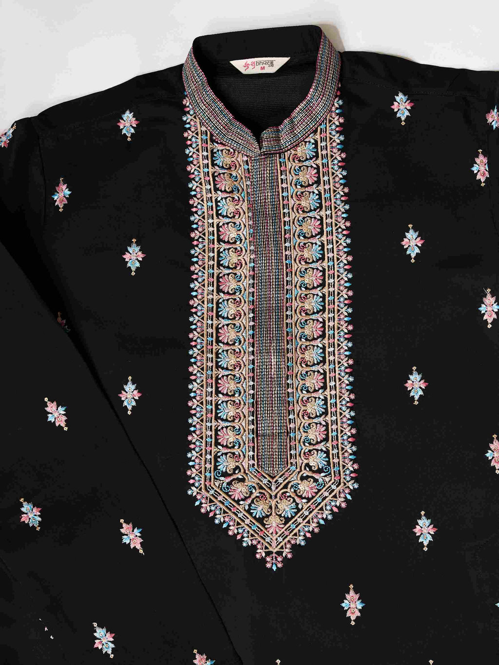Black Mens Kurta with Stylish Koti for Wedding Wear