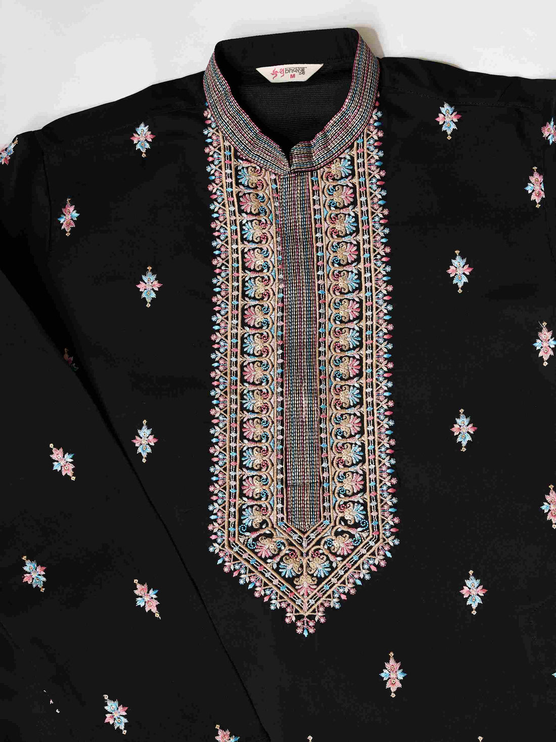 Black Mens Kurta with Stylish Koti for Wedding Wear