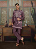 Dusty Purple Wedding Kurta with Matching Koti Set for men