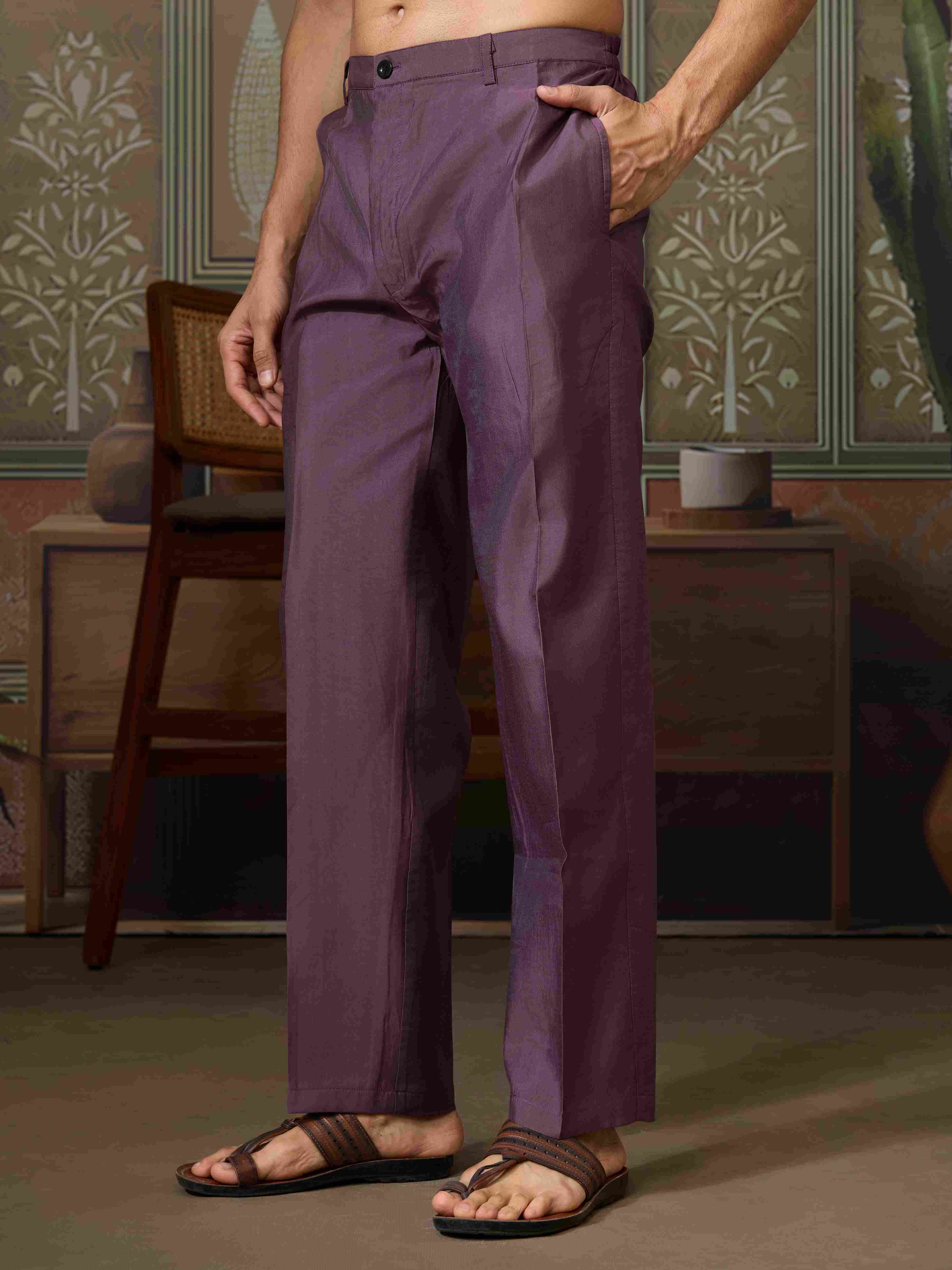 Dusty Purple Wedding Kurta with Matching Koti Set for men