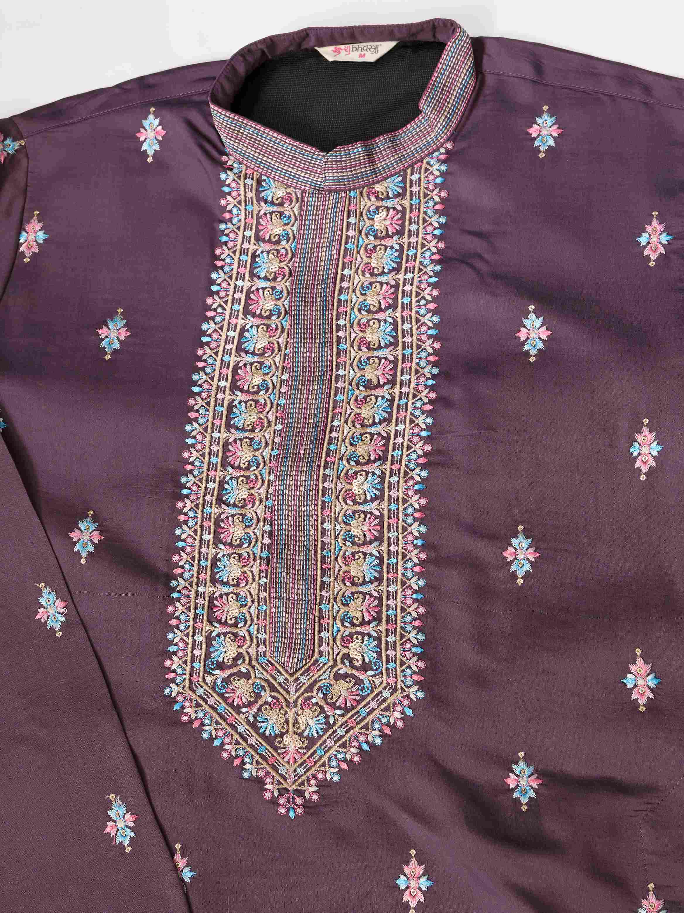 Dusty Purple Wedding Kurta with Matching Koti Set for men