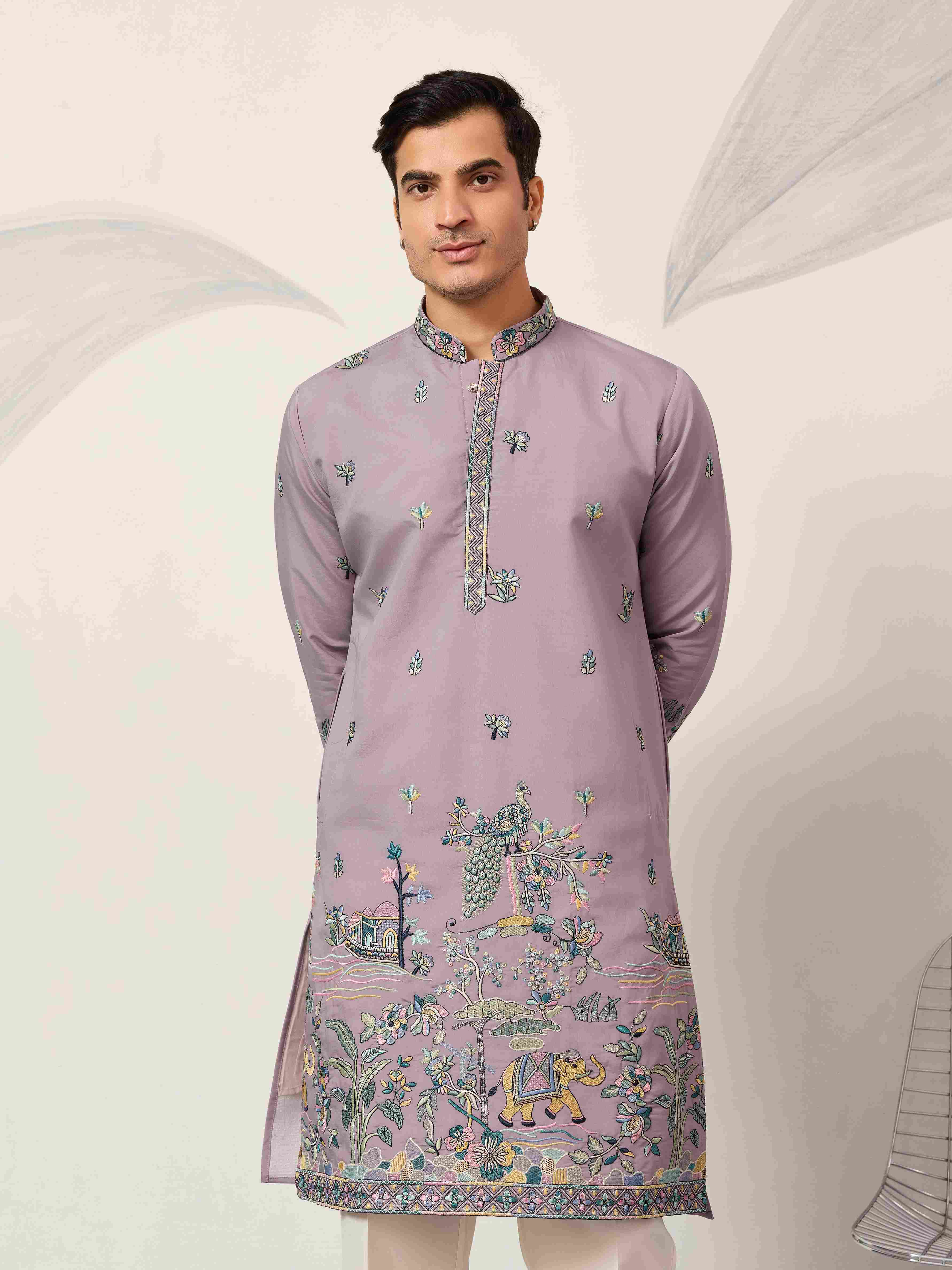 Traditional Purple Wedding Kurta for Mens Wear