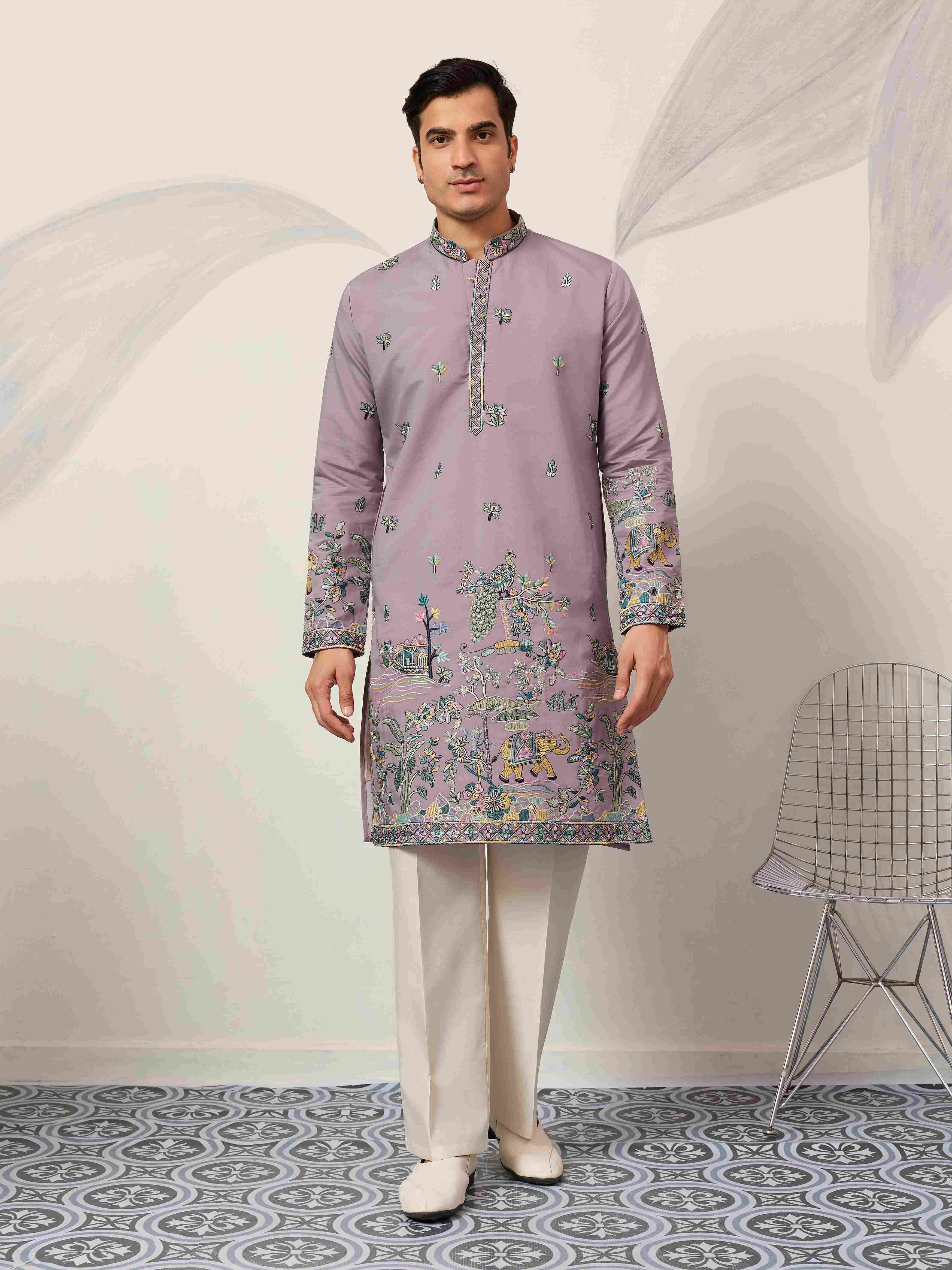 Traditional Purple Wedding Kurta for Mens Wear