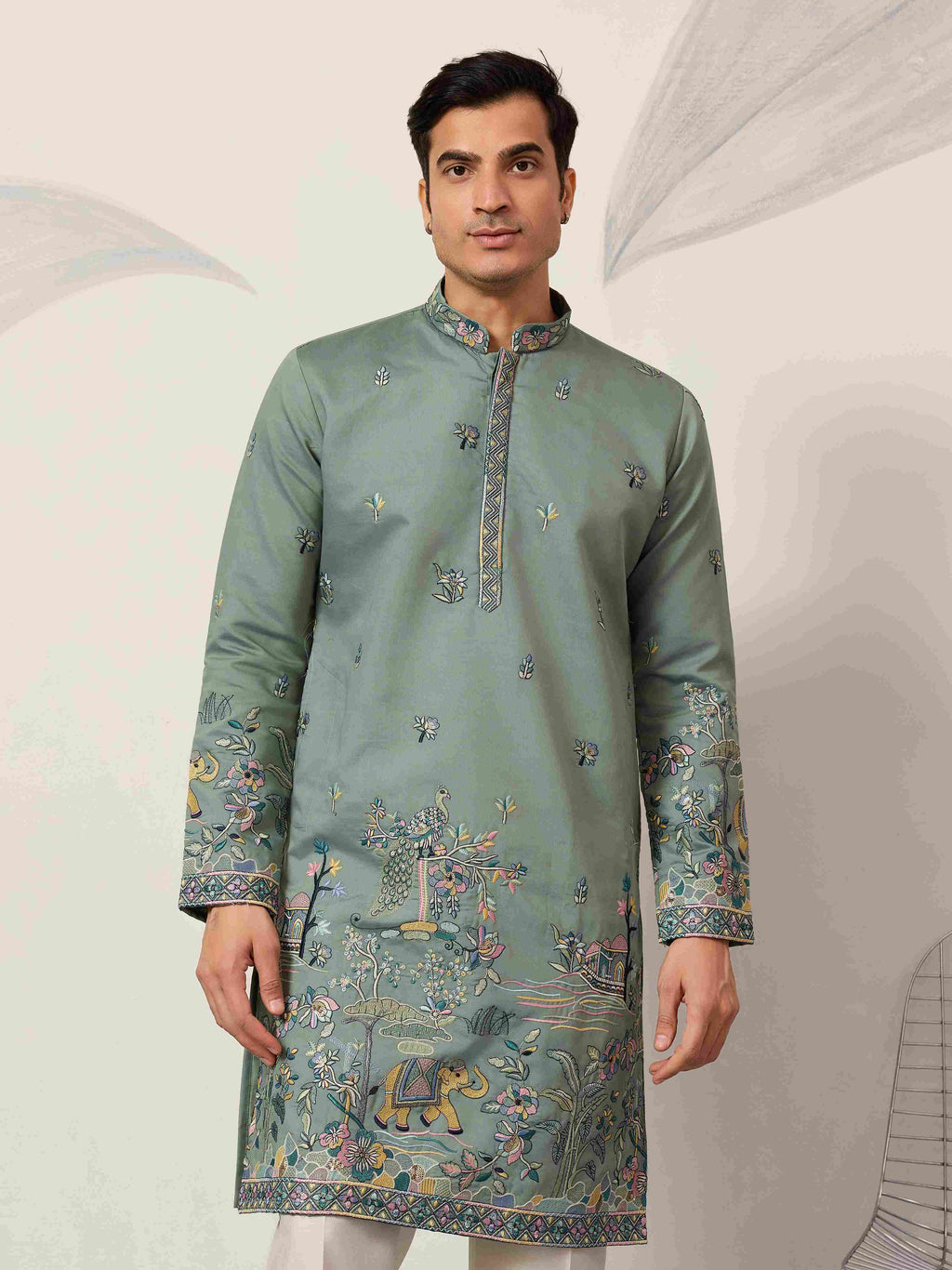 Stylish Pista Mens Wear Kurta for Wedding Occasions