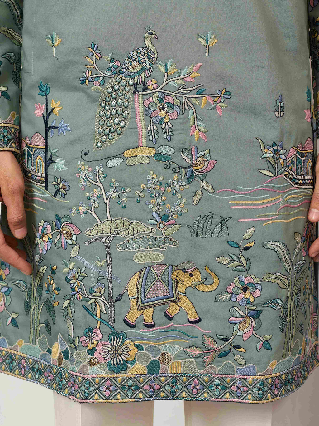 Stylish Pista Mens Wear Kurta for Wedding Occasions
