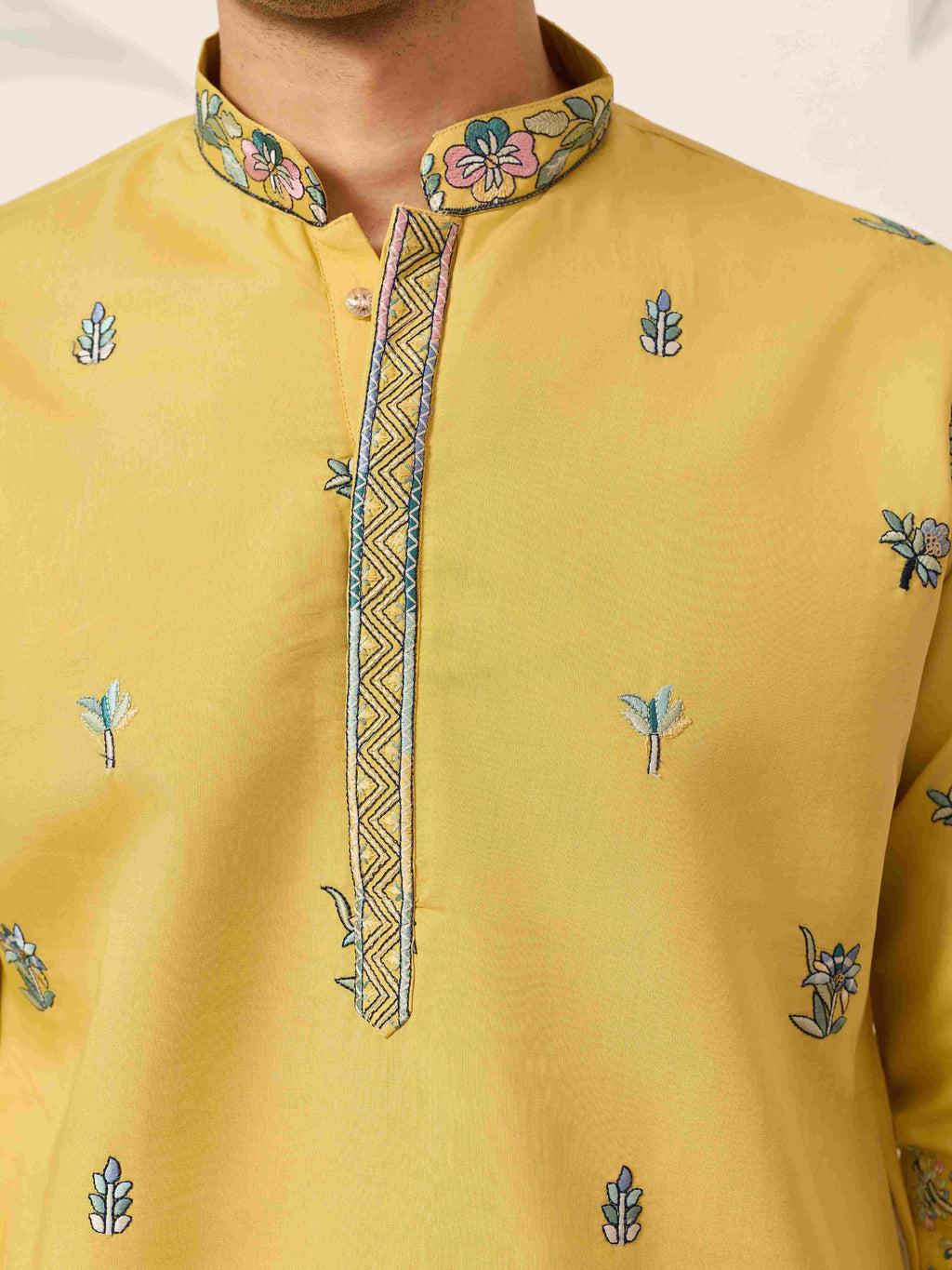 Elegant Haldi Yellow Mens Wear Kurta for Wedding Function