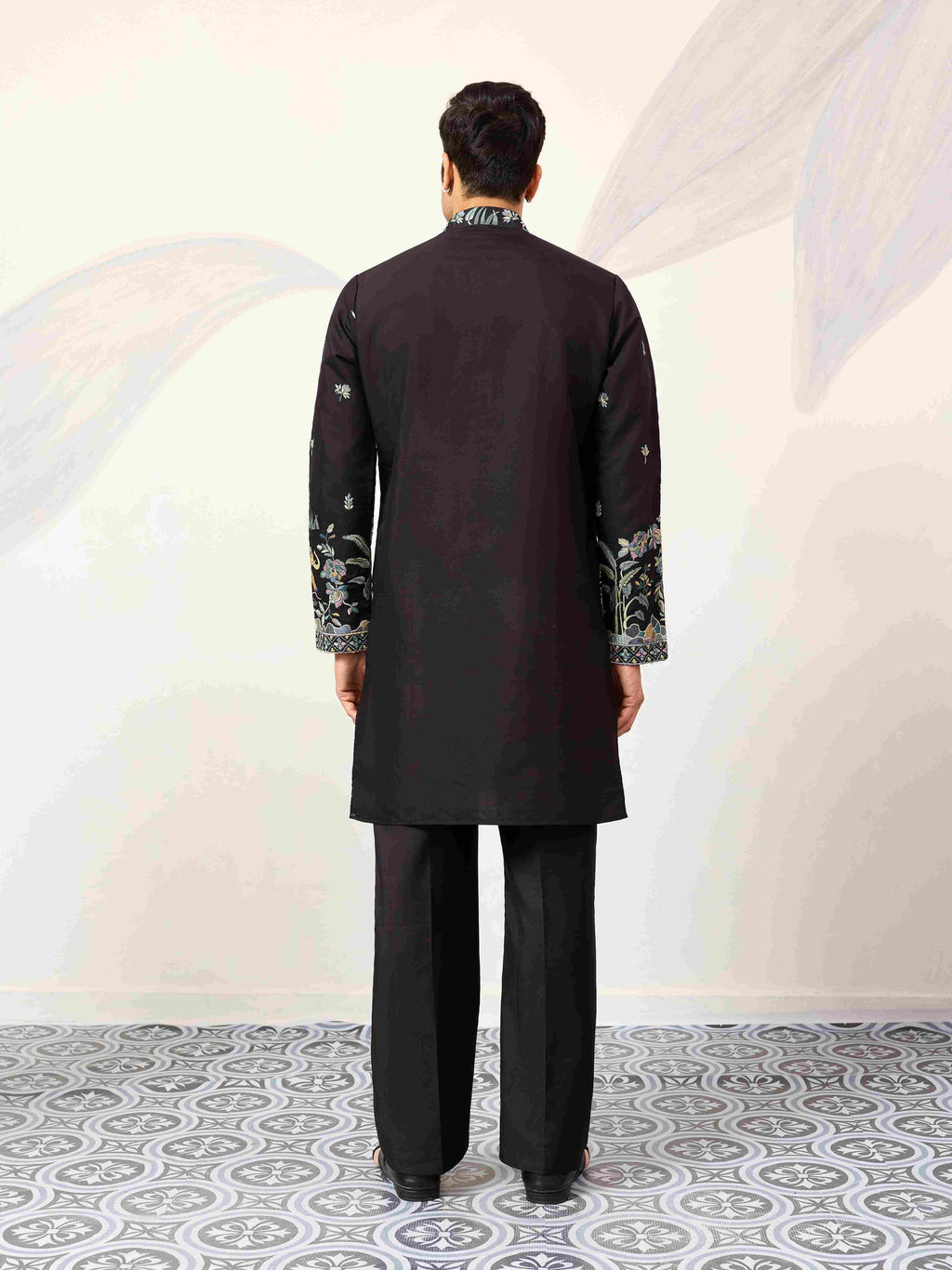 Special Wedding Celebration Ethnic Black Kurta for Mens Wear