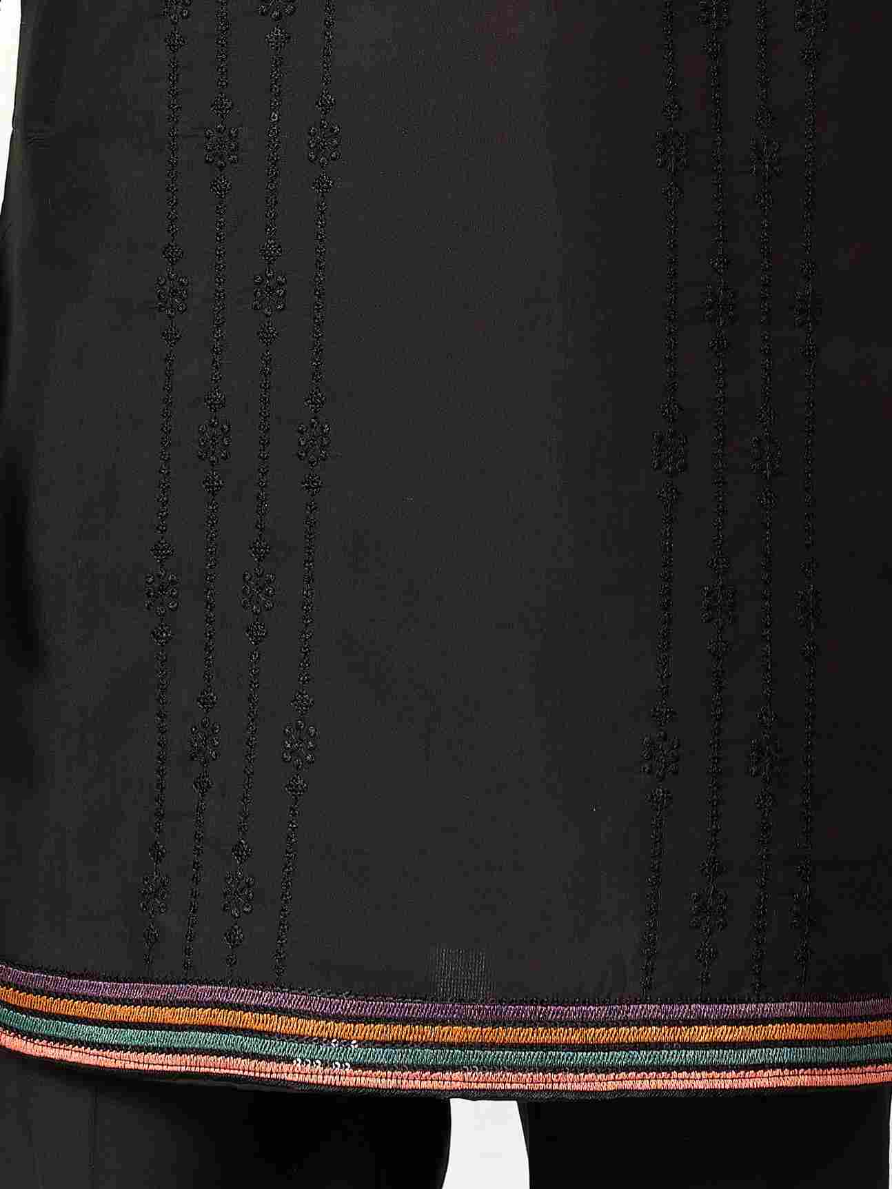 Party Wear Black V Neck Style Kurta Pant for Mens Wear