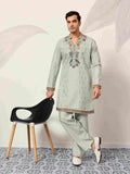 Ethnic Pista V Neck Kurta Pant Set for Mens Wear