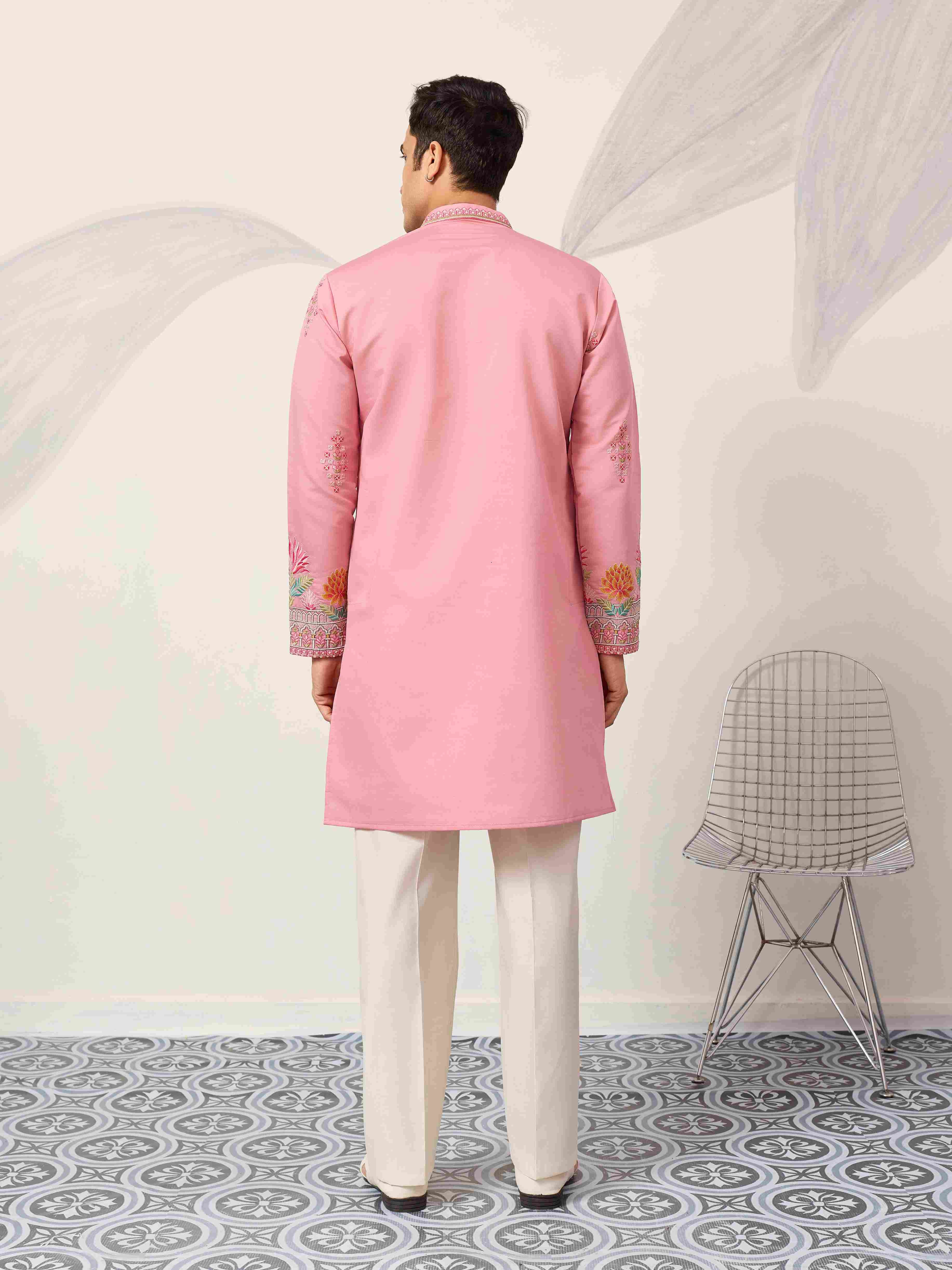 New Stylish Trendy Pink Color Kurta for Mens Wear