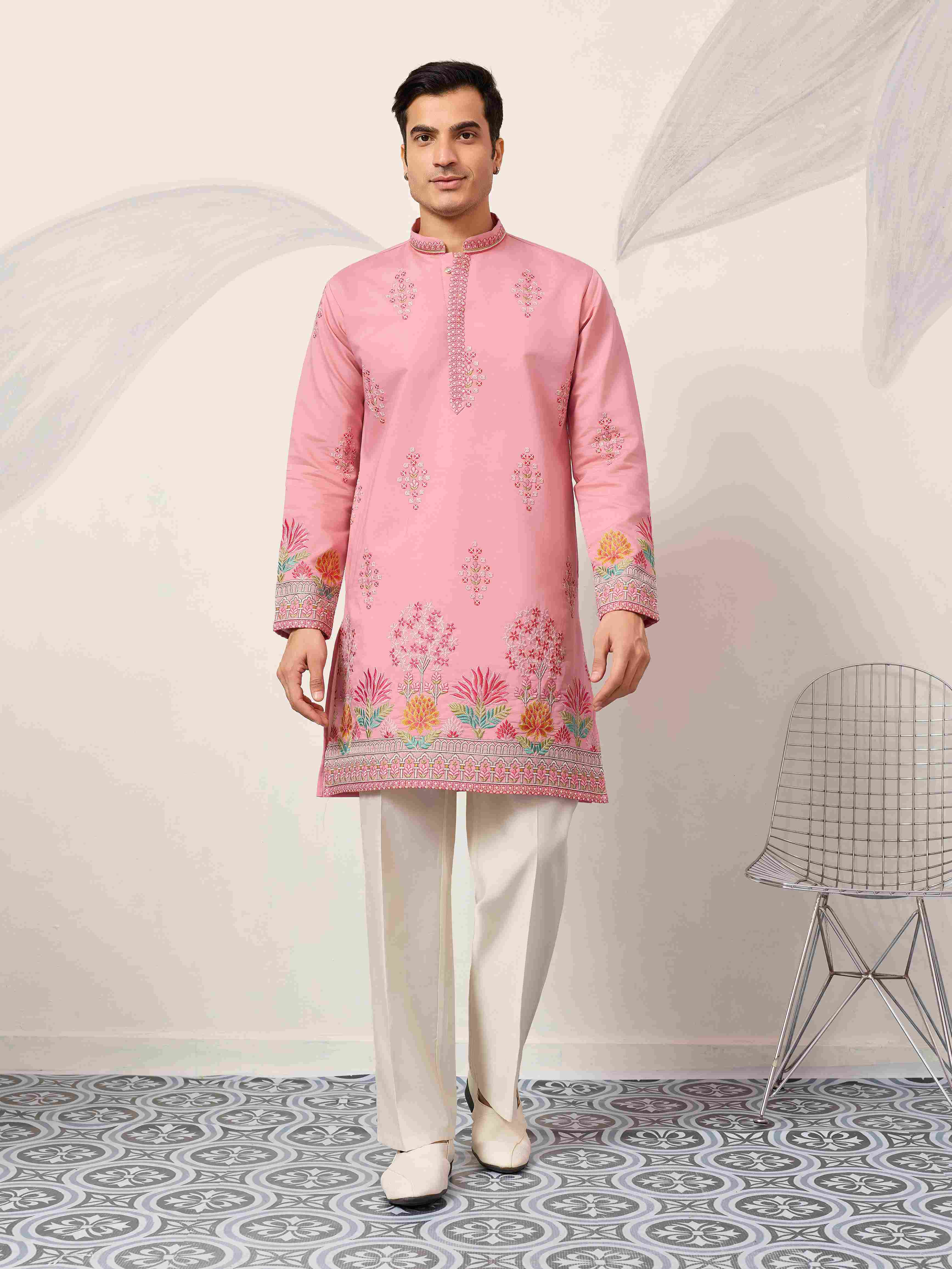 New Stylish Trendy Pink Color Kurta for Mens Wear