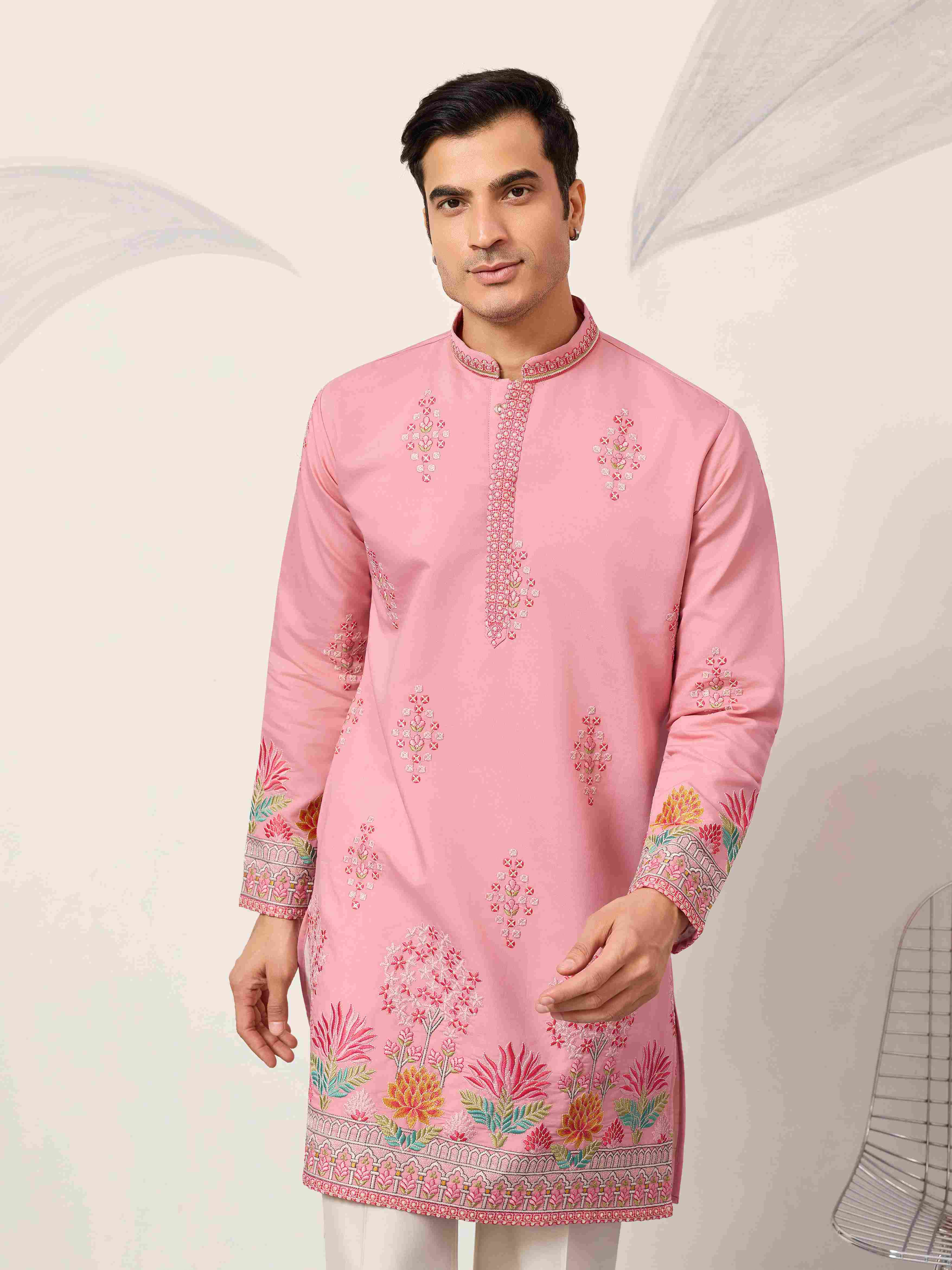 New Stylish Trendy Pink Color Kurta for Mens Wear