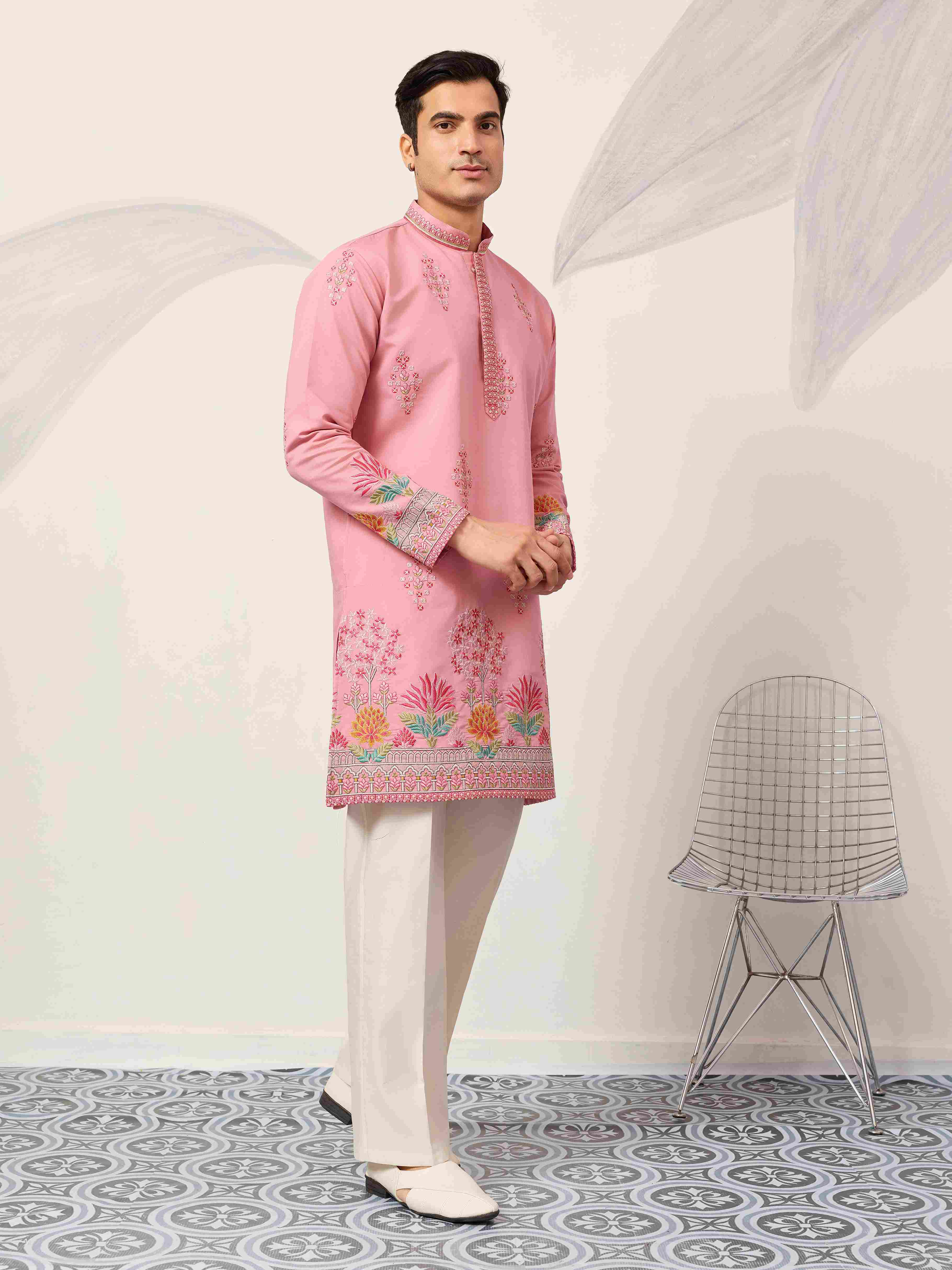 New Stylish Trendy Pink Color Kurta for Mens Wear