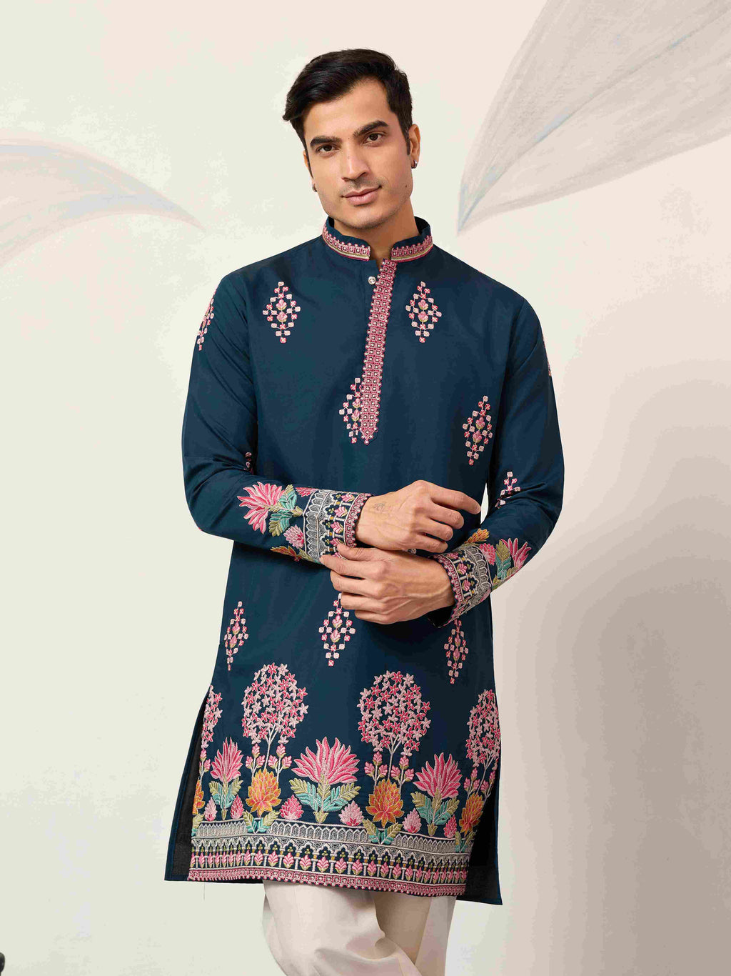 Indian Wedding Style Exclusive Teal Blue Kurta for Mens