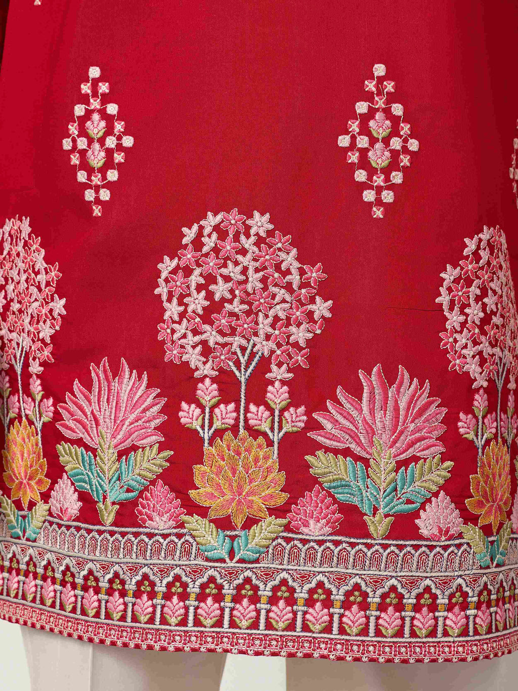 Unique Style Red Color Embroidered Kurta for Mens Wear