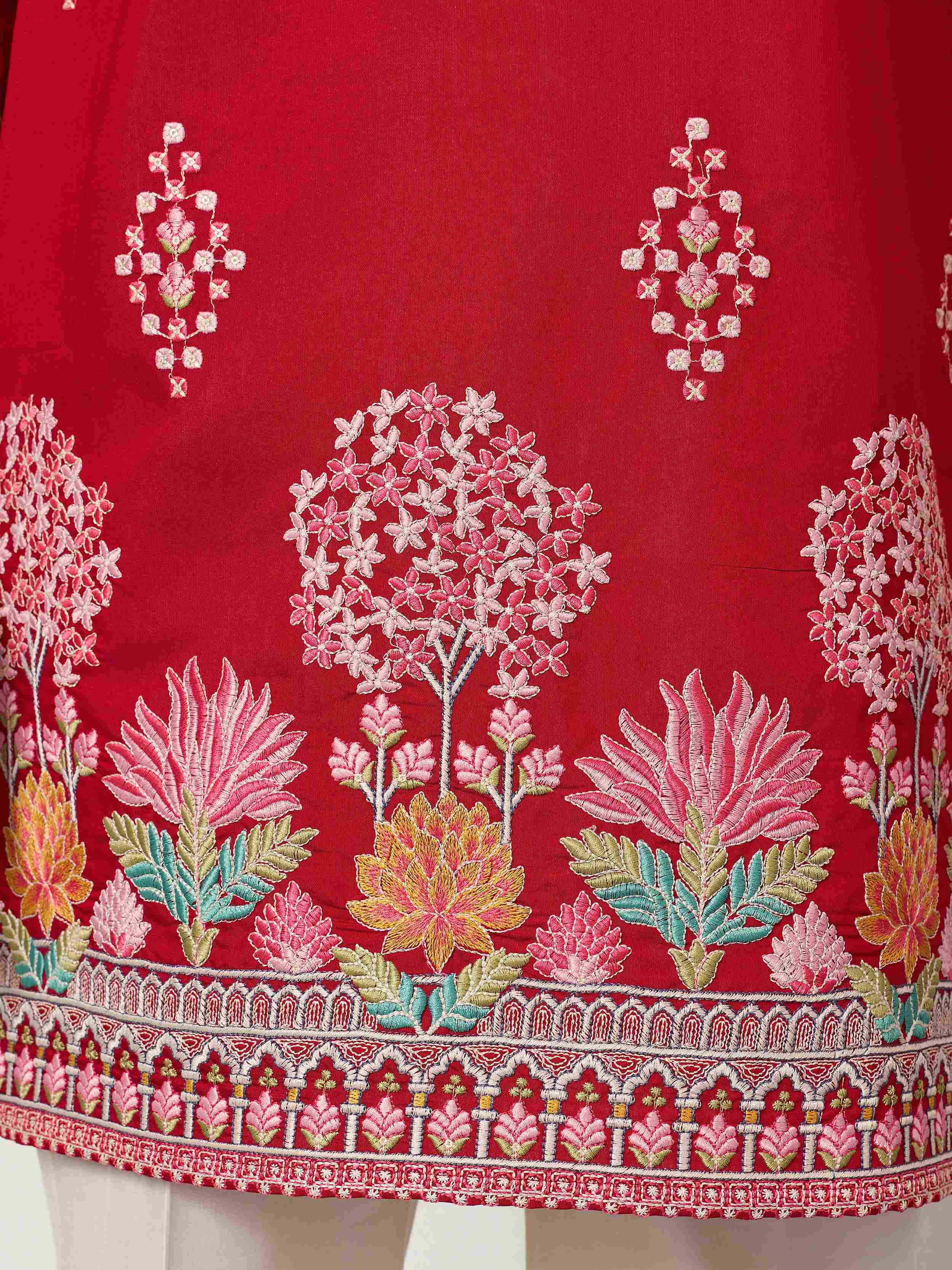 Unique Style Red Color Embroidered Kurta for Mens Wear