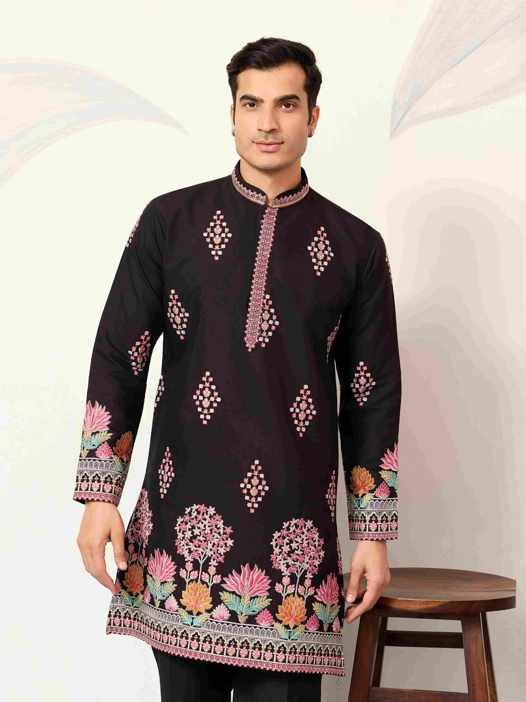 Ethnic Speical Classic Black Embroidered Kurta for Mens