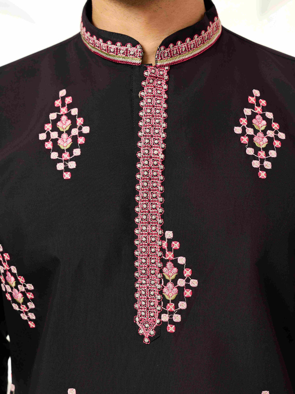 Ethnic Speical Classic Black Embroidered Kurta for Mens