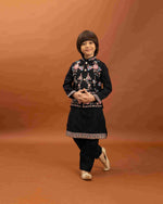 Royal Black Color Koti Kurta Pajama for Little Boys